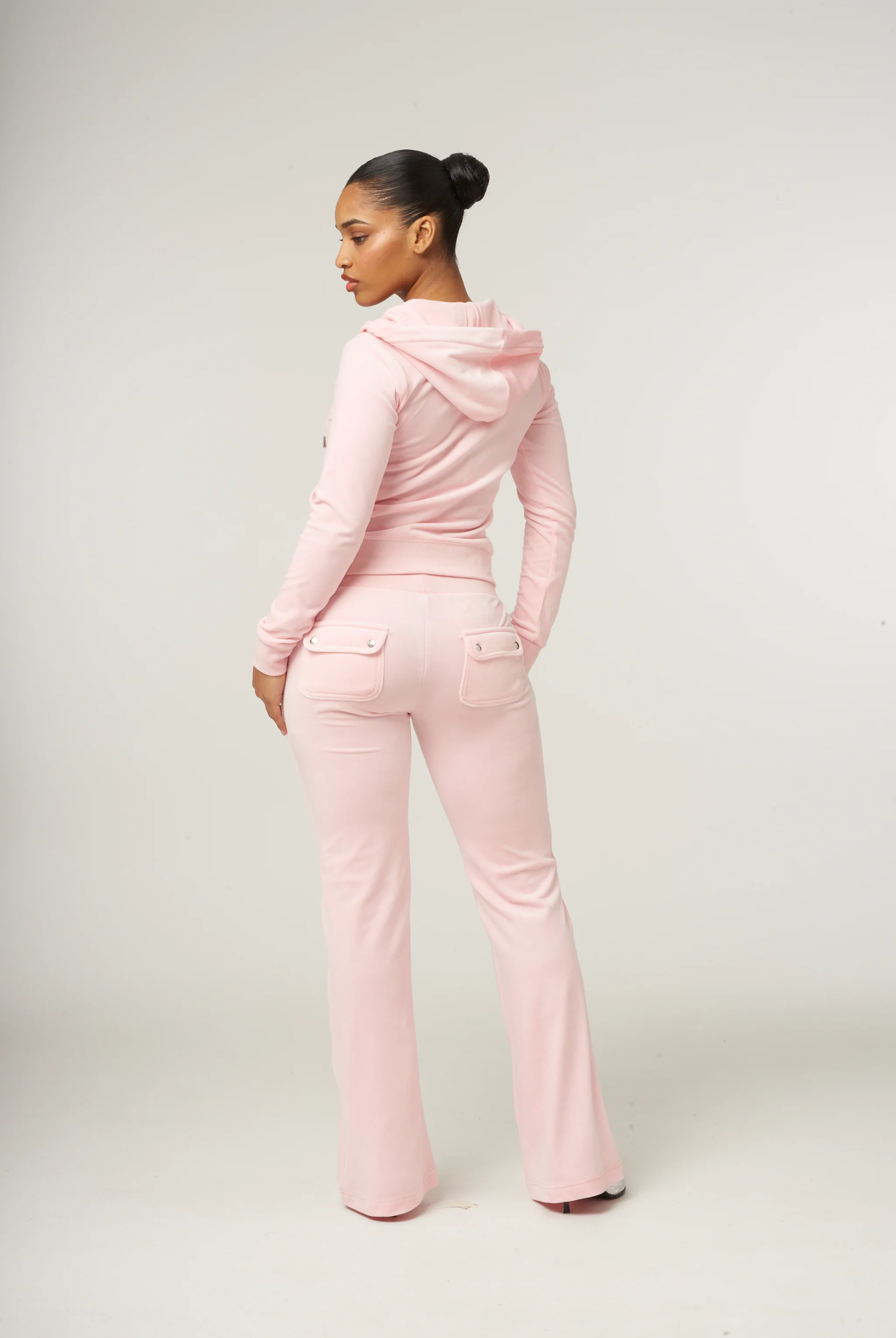 ALMOND BLOSSOM LOW RISE FLARE CLASSIC VELOUR TRACK PANT - Image 4