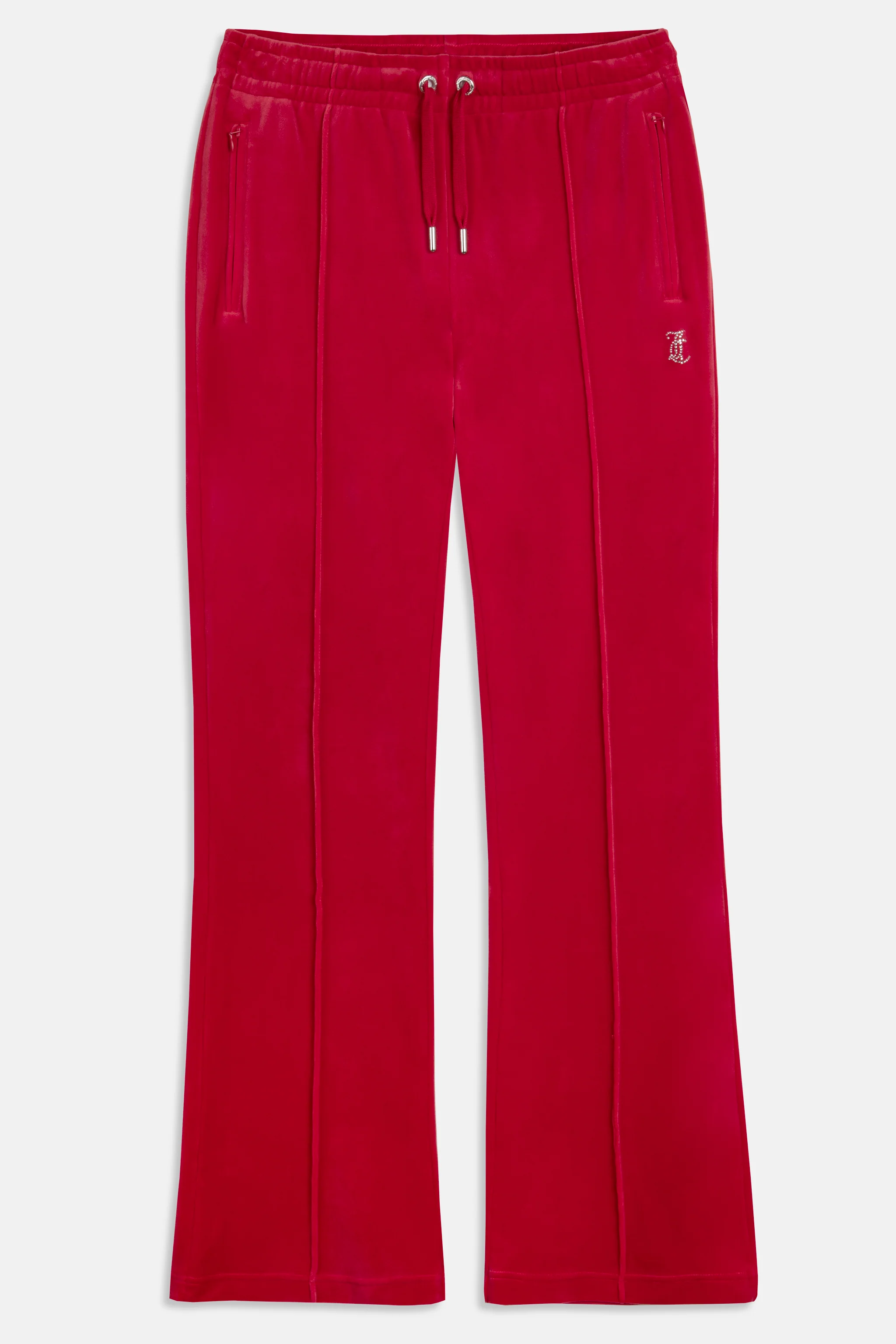 ASTOR RED VELOUR DIAMANTÉ TRACKSUIT BOTTOM - Image 3