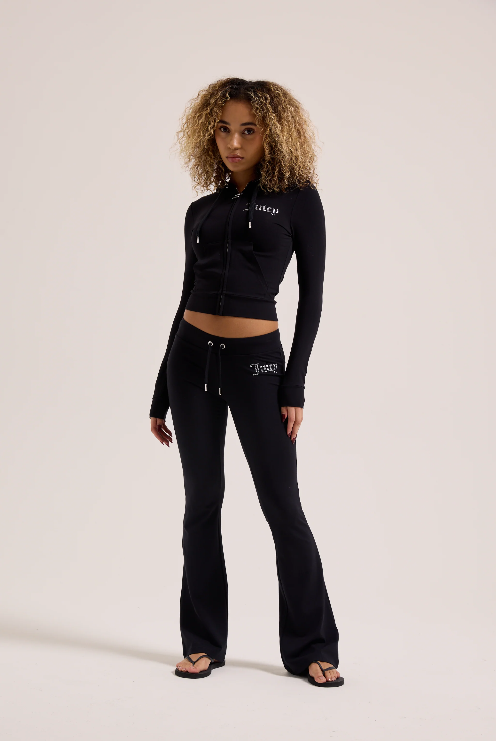 BLACK DIAMANTÉ LUXURY JERSEY LOW RISE PANT - Image 5