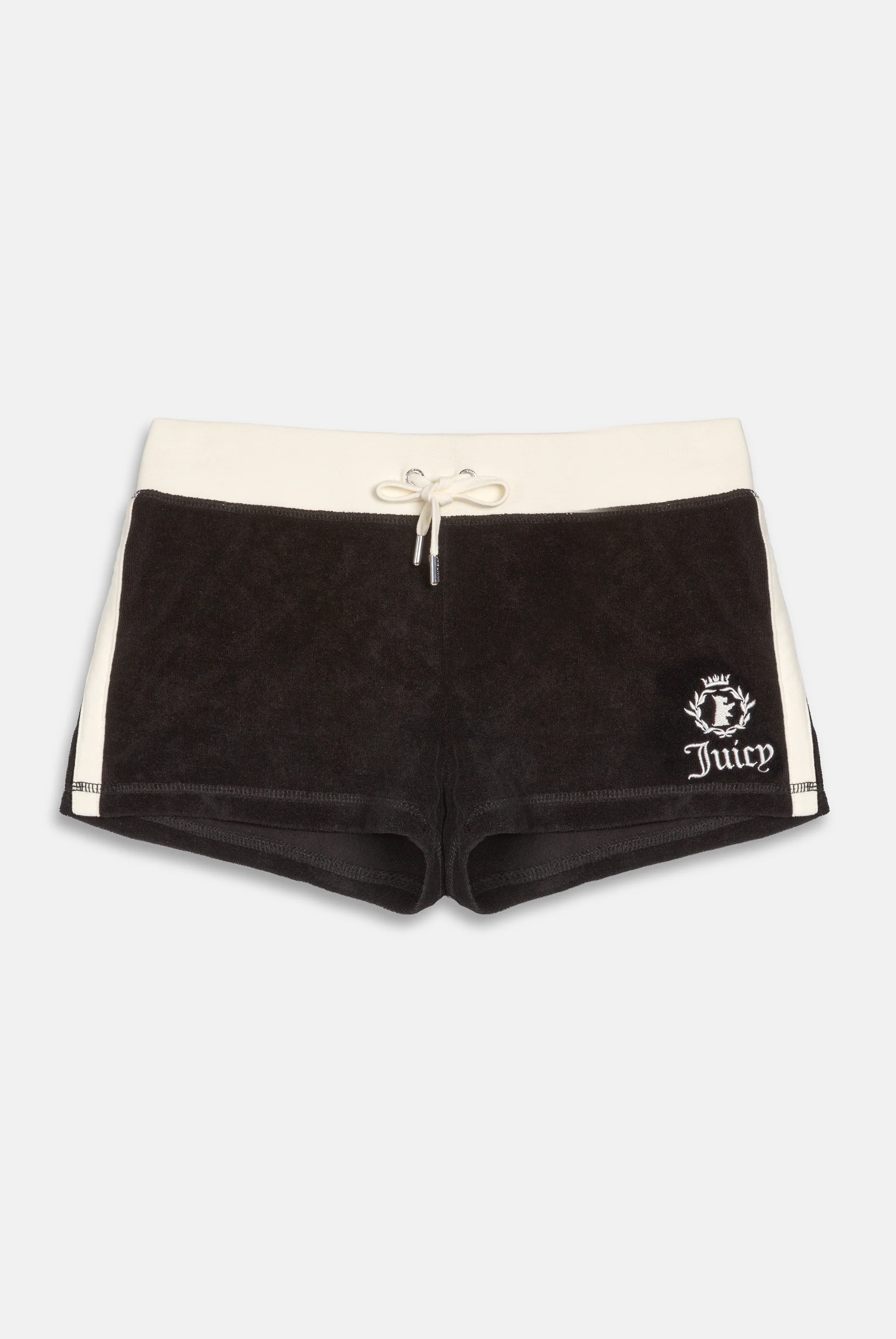 BLACK APPLIQUE TERRY BOOTY SHORTS - Image 3
