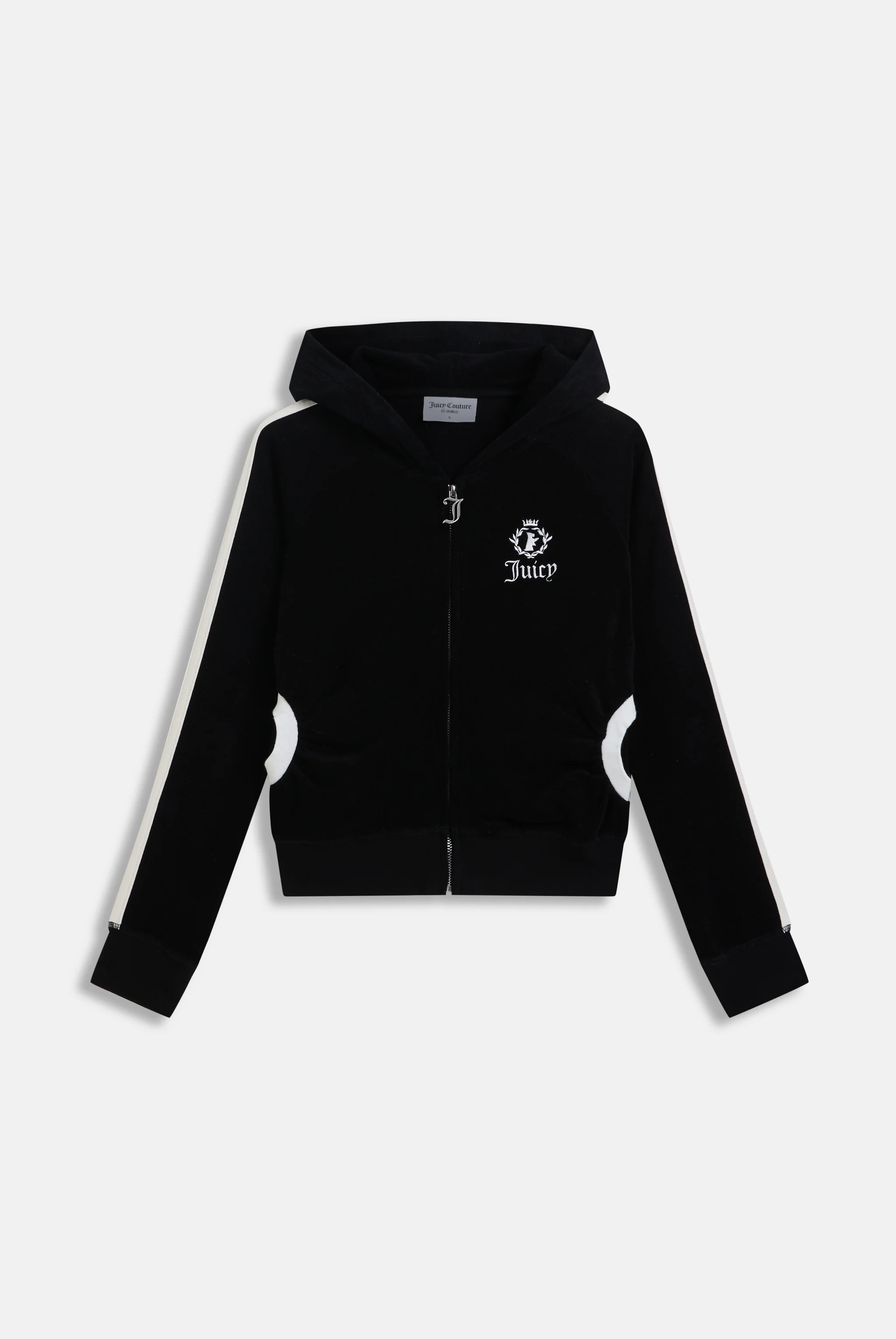 BLACK APPLIQUE TERRY SHRUNKEN HOODIE - Image 2