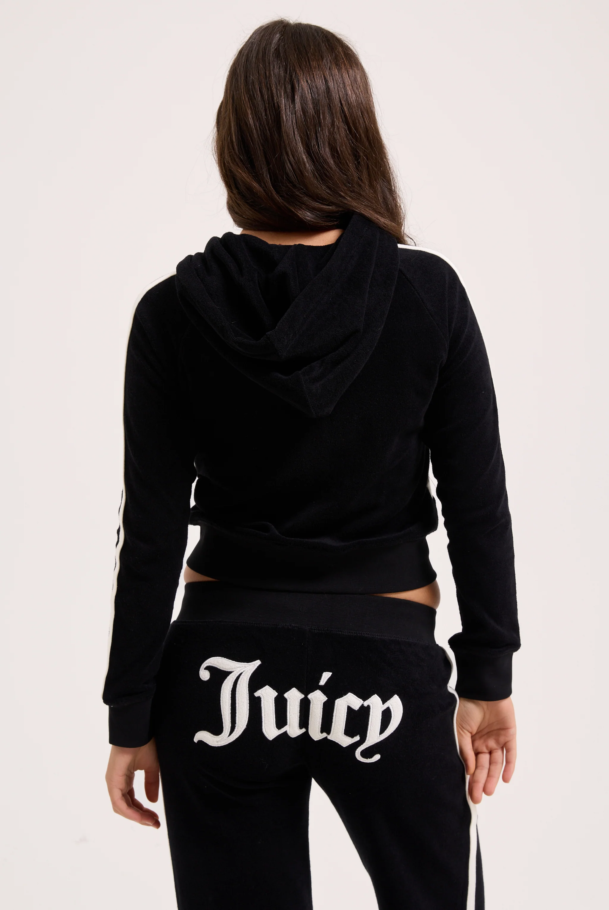 BLACK APPLIQUE TERRY SHRUNKEN HOODIE - Image 8