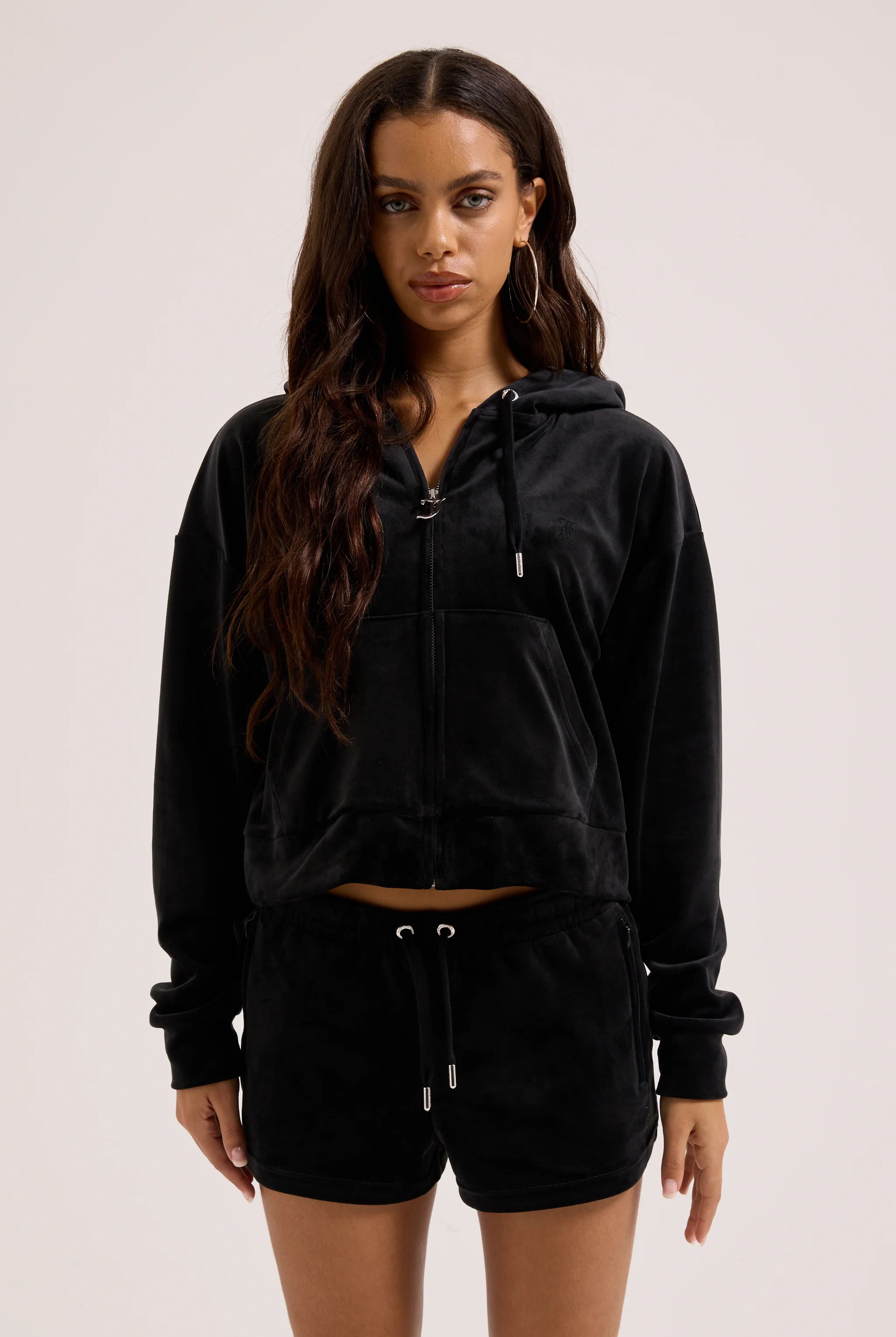 BLACK OUTLINE DIAMANTÉ OVERSIZED CROPPED HOODIE - Image 10