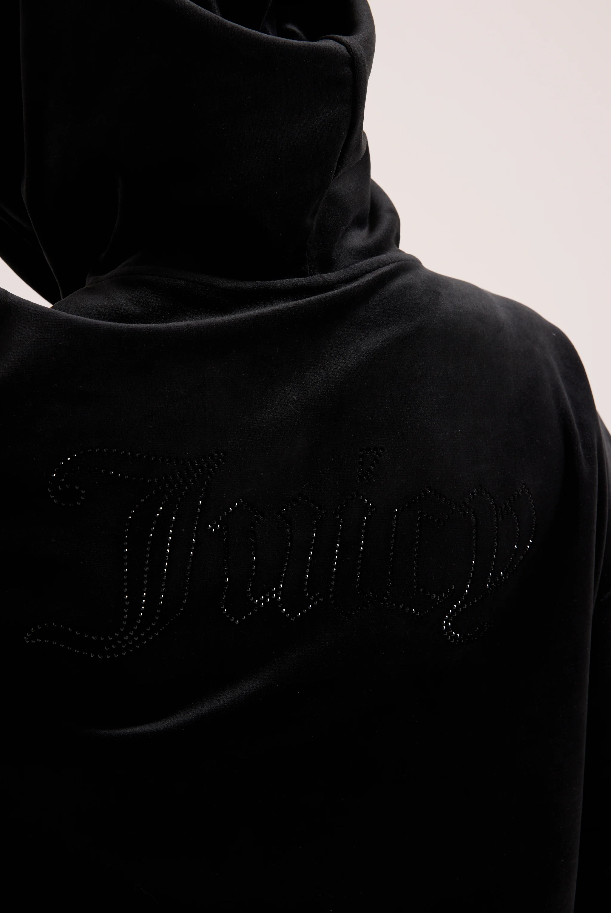 BLACK OUTLINE DIAMANTÉ OVERSIZED CROPPED HOODIE - Image 3