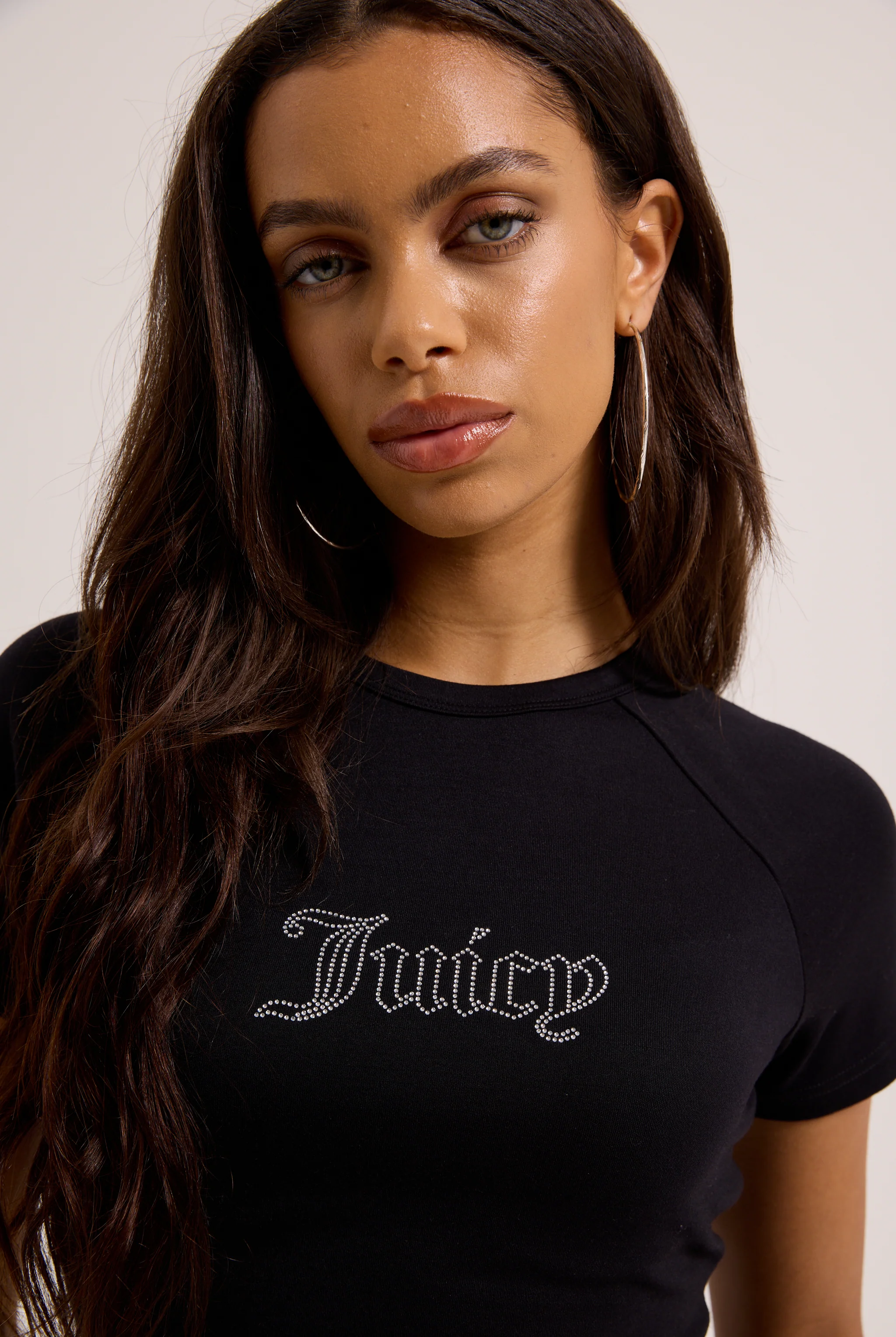 BLACK RAGLAN DIAMANTÉ BABY TEE - Image 3