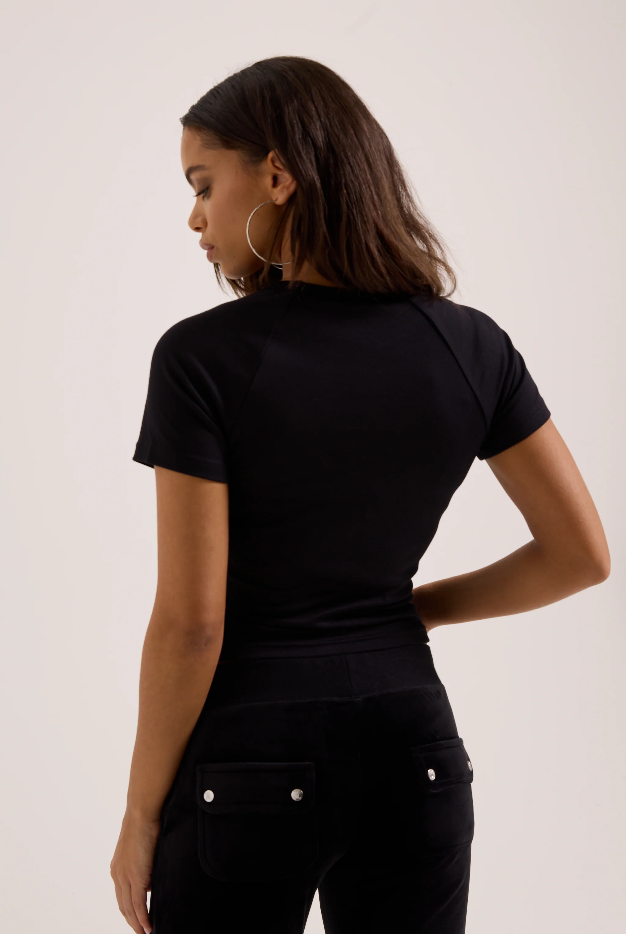 BLACK RAGLAN DIAMANTÉ BABY TEE - Image 8
