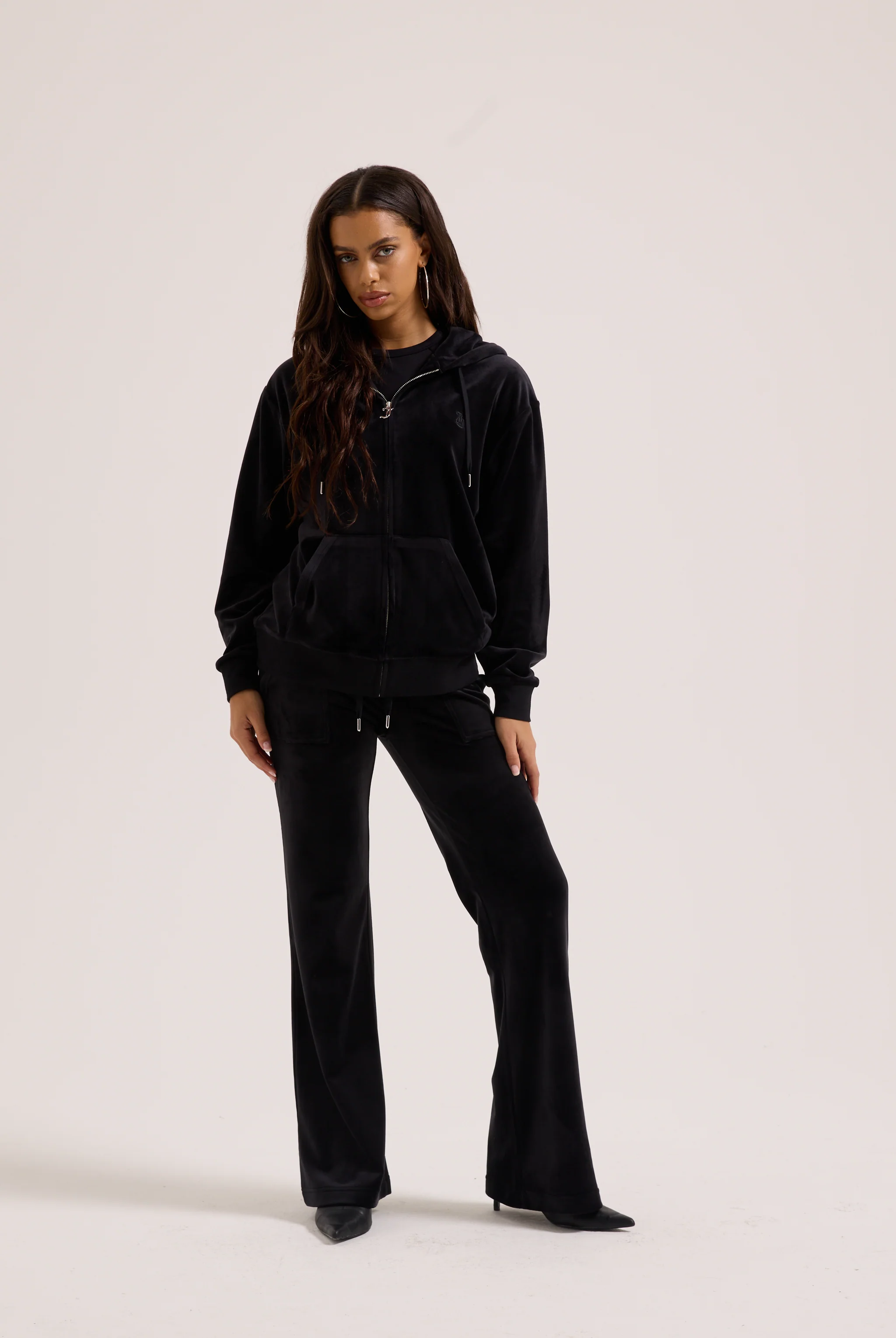 BLACK CLASSIC VELOUR OVERSIZED HOODIE - Image 3