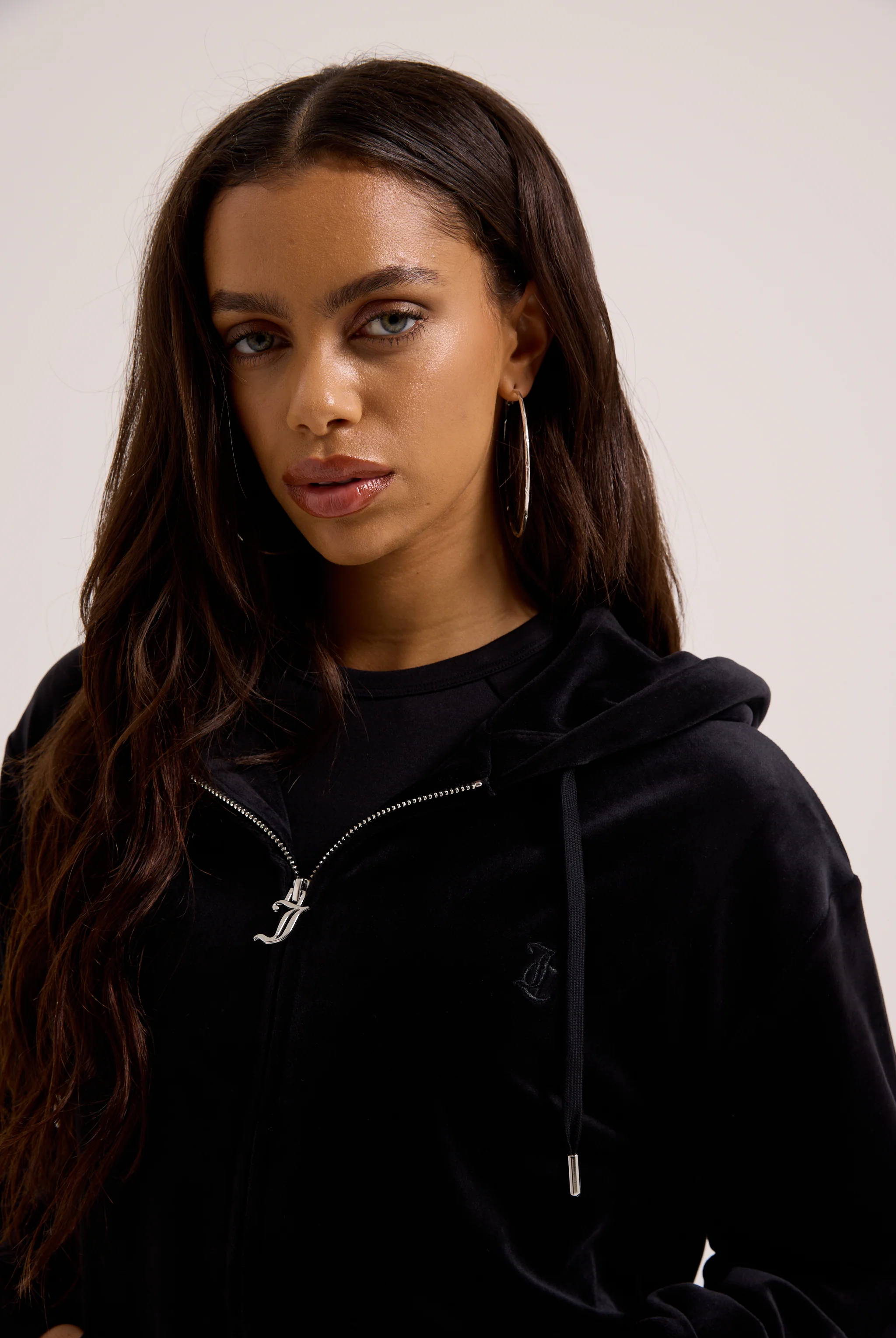 BLACK CLASSIC VELOUR OVERSIZED HOODIE - Image 5