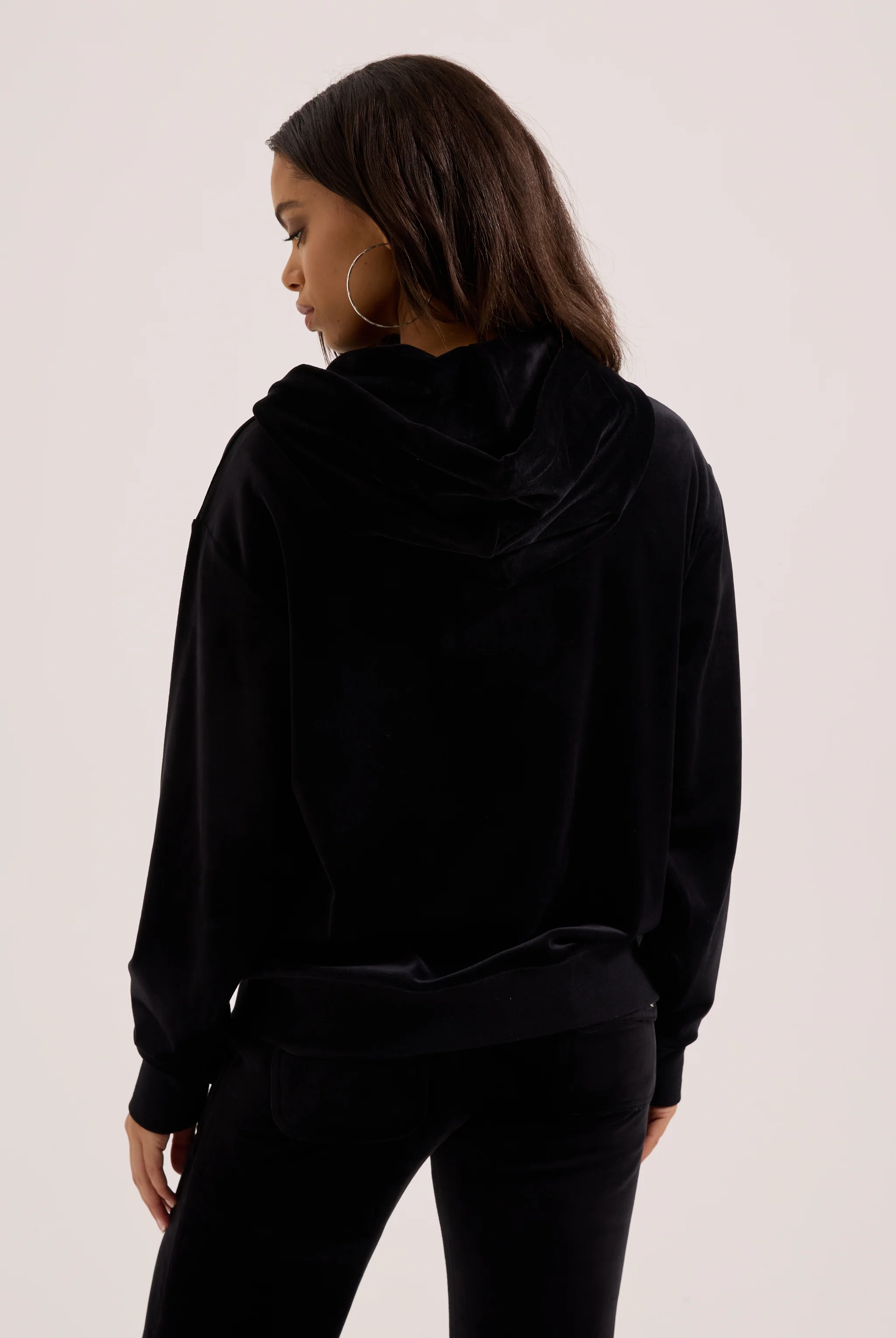BLACK CLASSIC VELOUR OVERSIZED HOODIE - Image 6