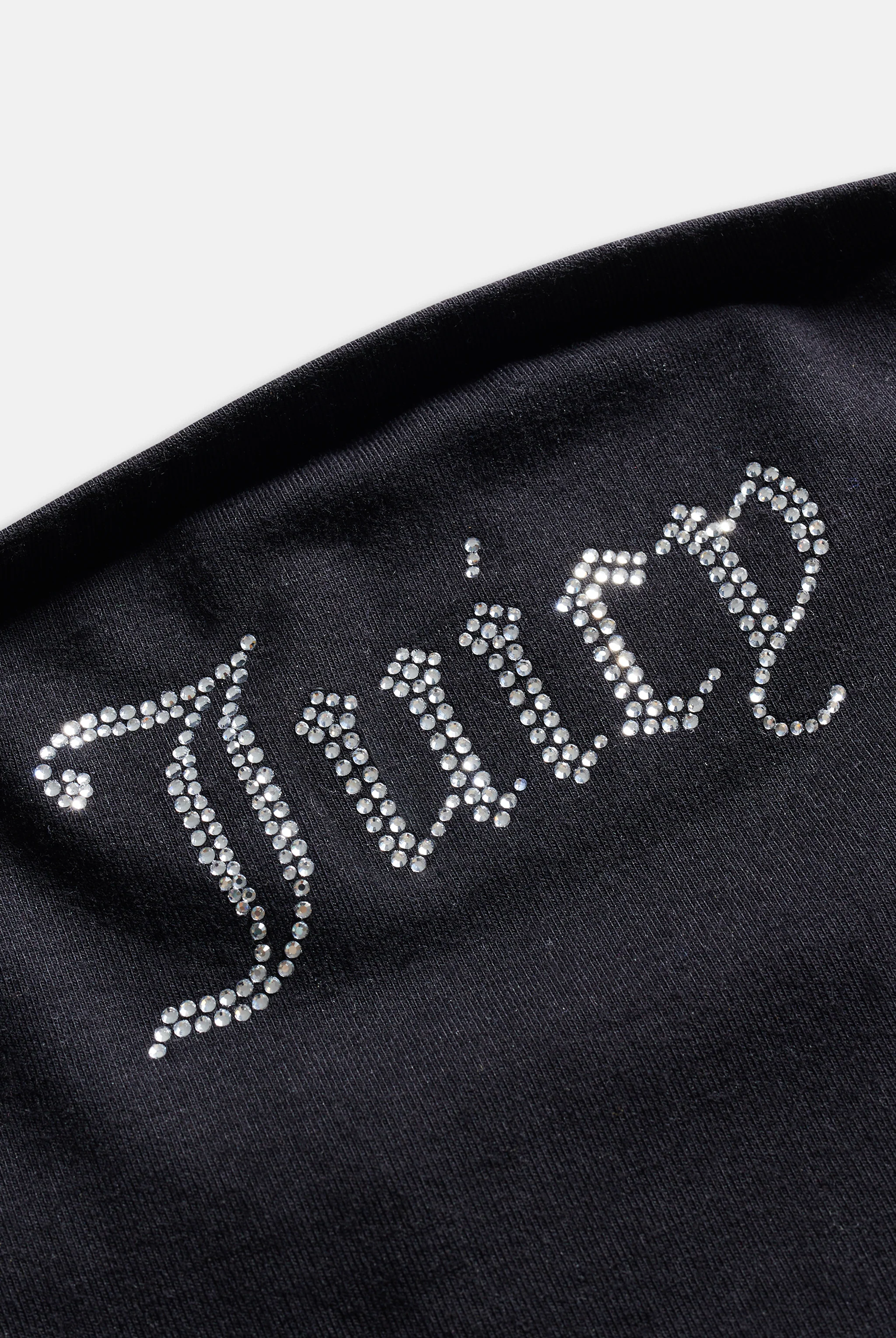 BLACK DIAMANTÉ JERSEY LONG BANDEAU TOP - Image 3