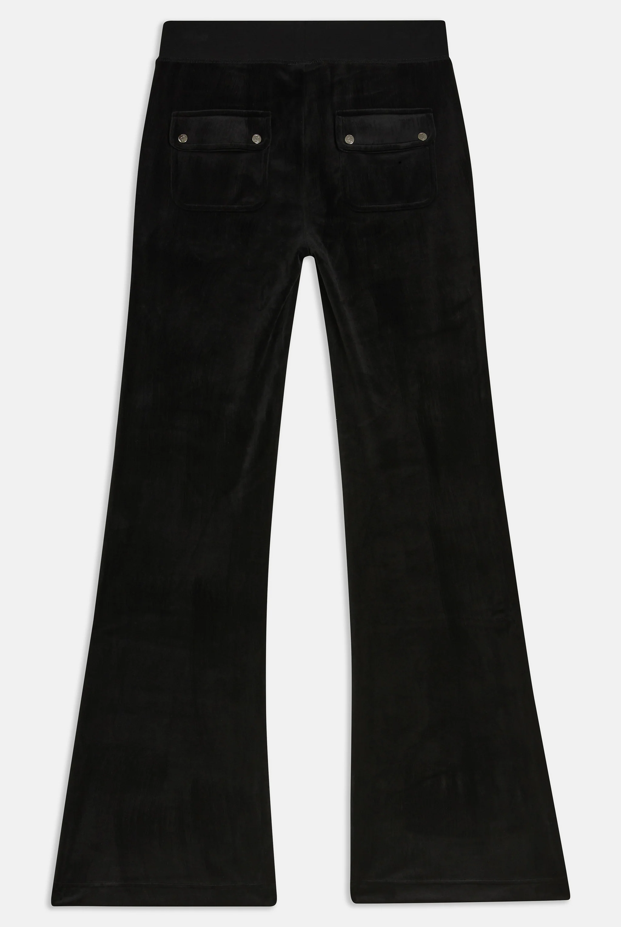 BLACK LOW RISE FLARE POCKET CLASSIC VELOUR TRACK PANT - Image 5