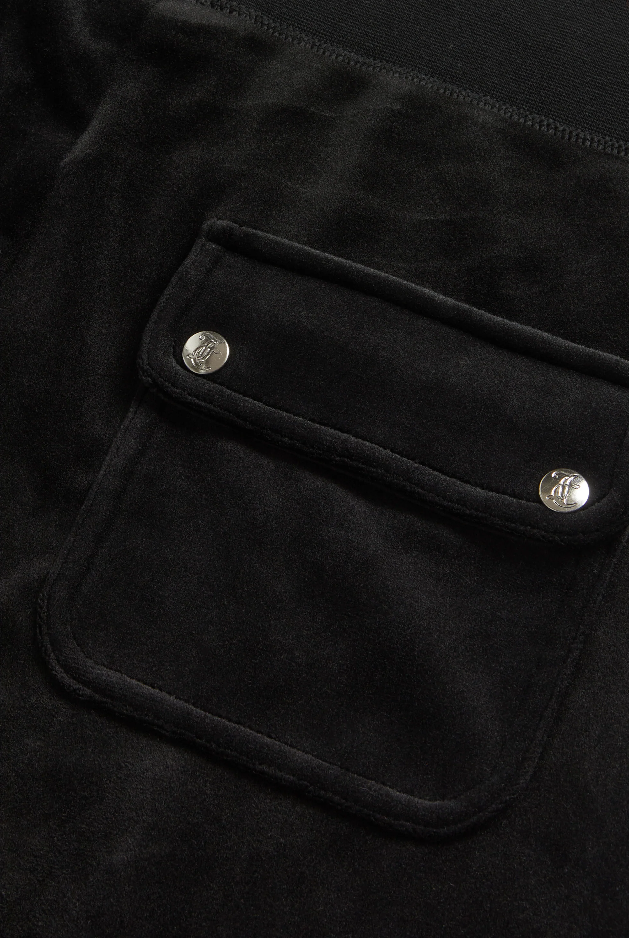 BLACK LOW RISE FLARE POCKET CLASSIC VELOUR TRACK PANT - Image 9