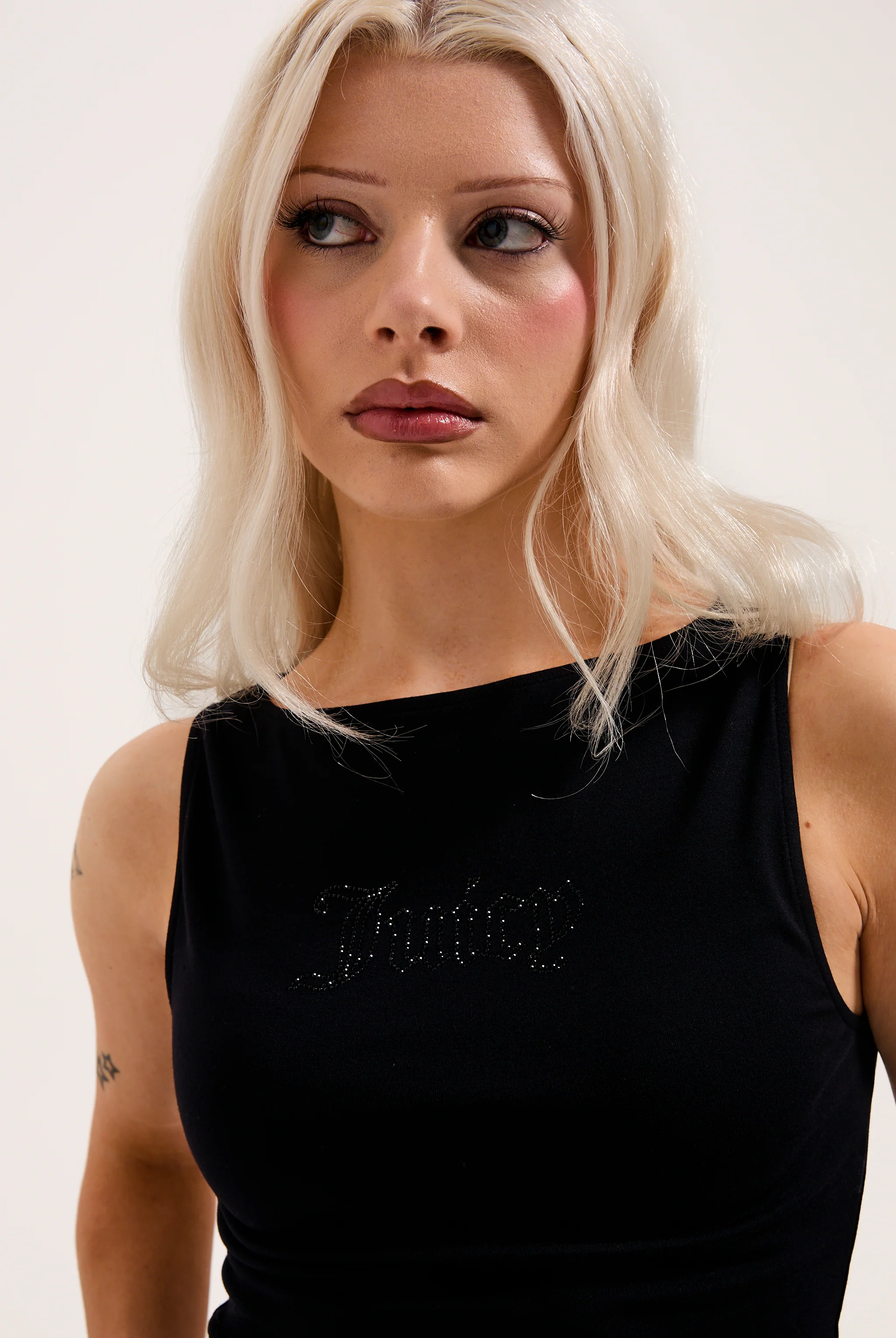 BLACK MODAL DIAMANTÉ BOATNECK TOP - Image 6