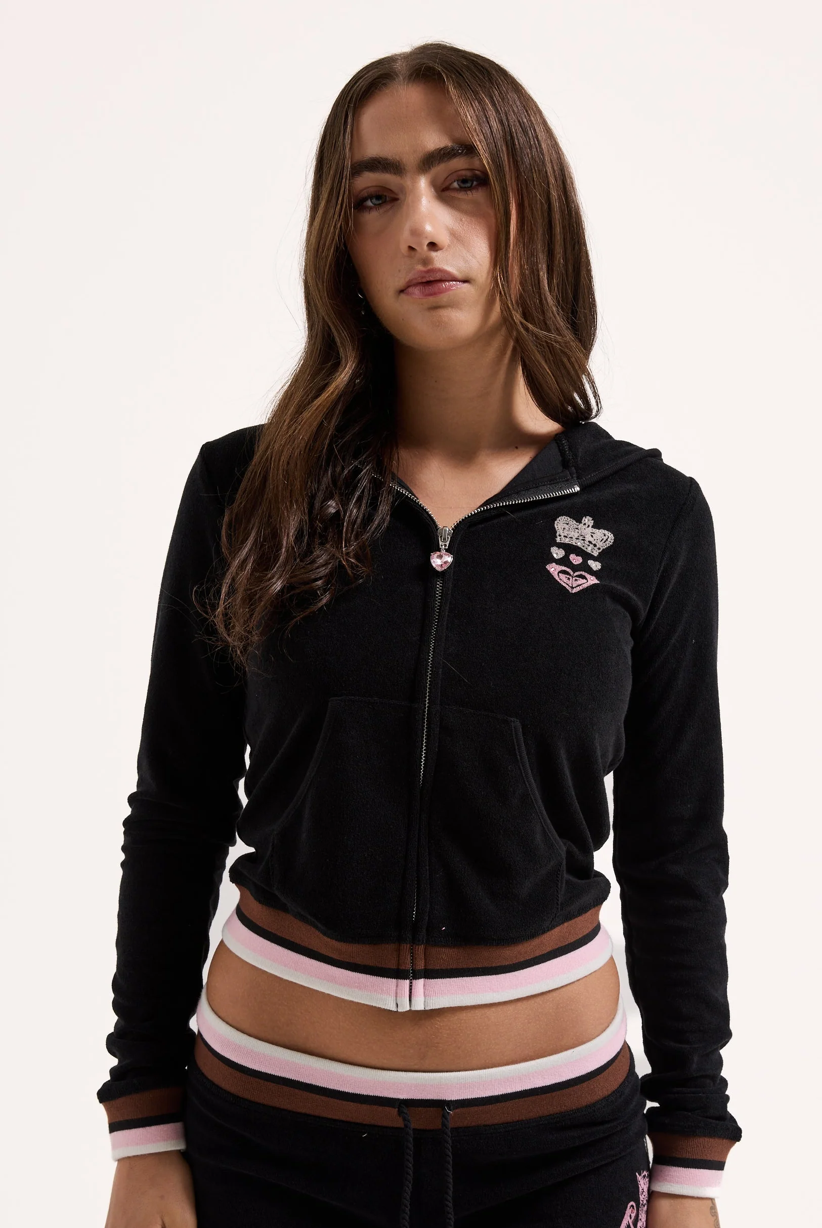 BLACK ROXY x JUICY COUTURE TERRY TOWELLING HOODIE - Image 3