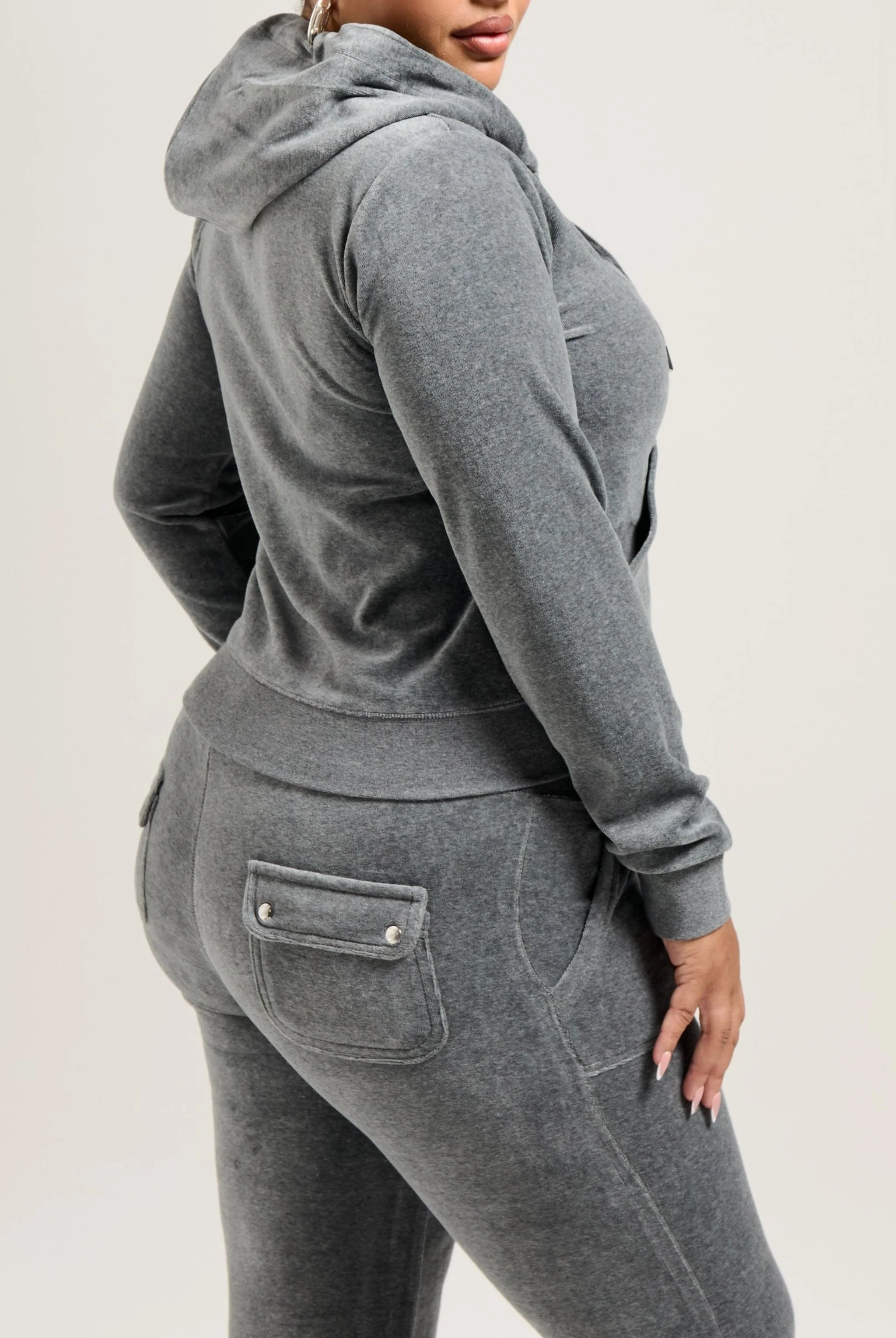 CHARCOAL MARL COTTON VELOUR ROBERTSON HOODIE - Image 13