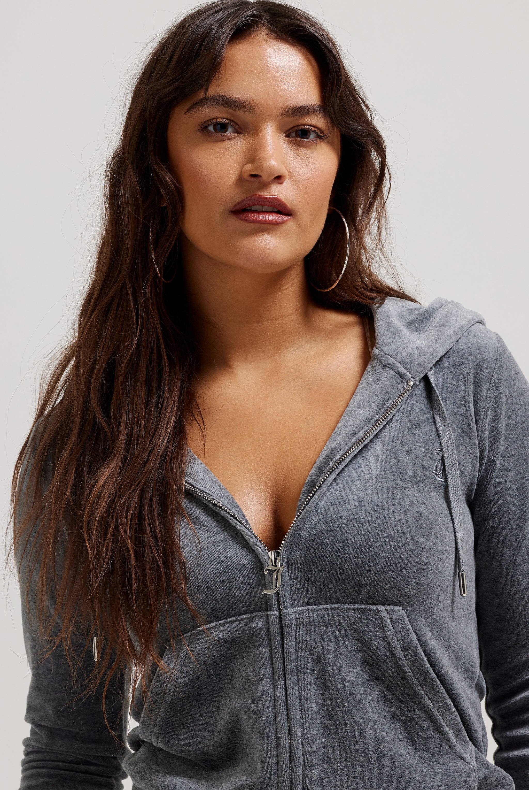 CHARCOAL MARL COTTON VELOUR ROBERTSON HOODIE - Image 5