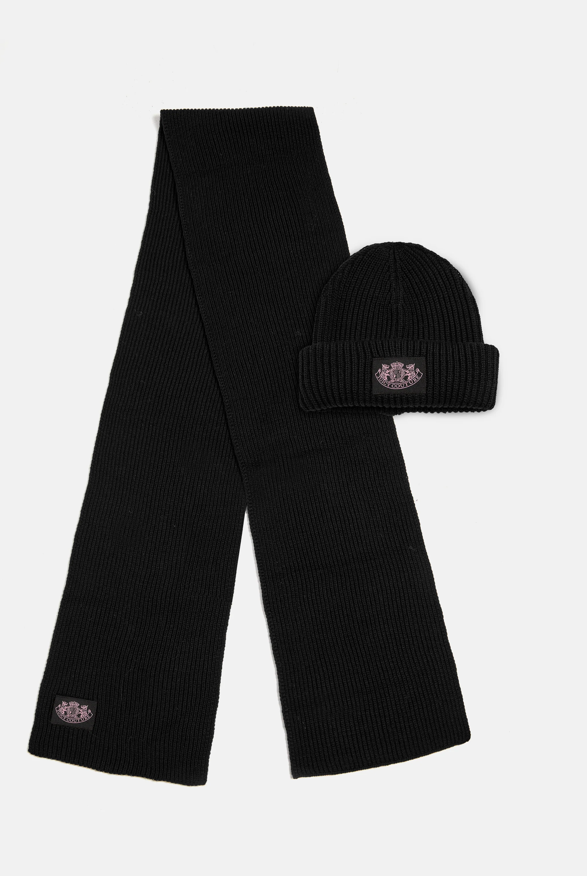 BLACK CREST SCARF / BEANIE SET - Image 4