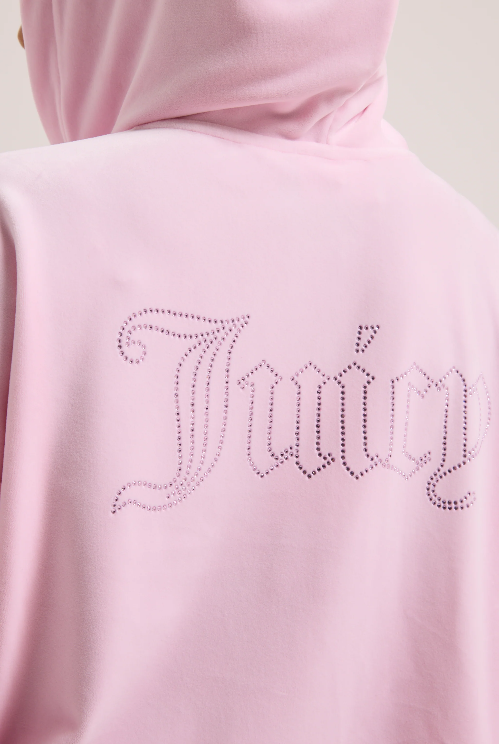 CHERRY BLOSSOM OUTLINE DIAMANTÉ OVERSIZED CROPPED VELOUR HOODIE - Image 7