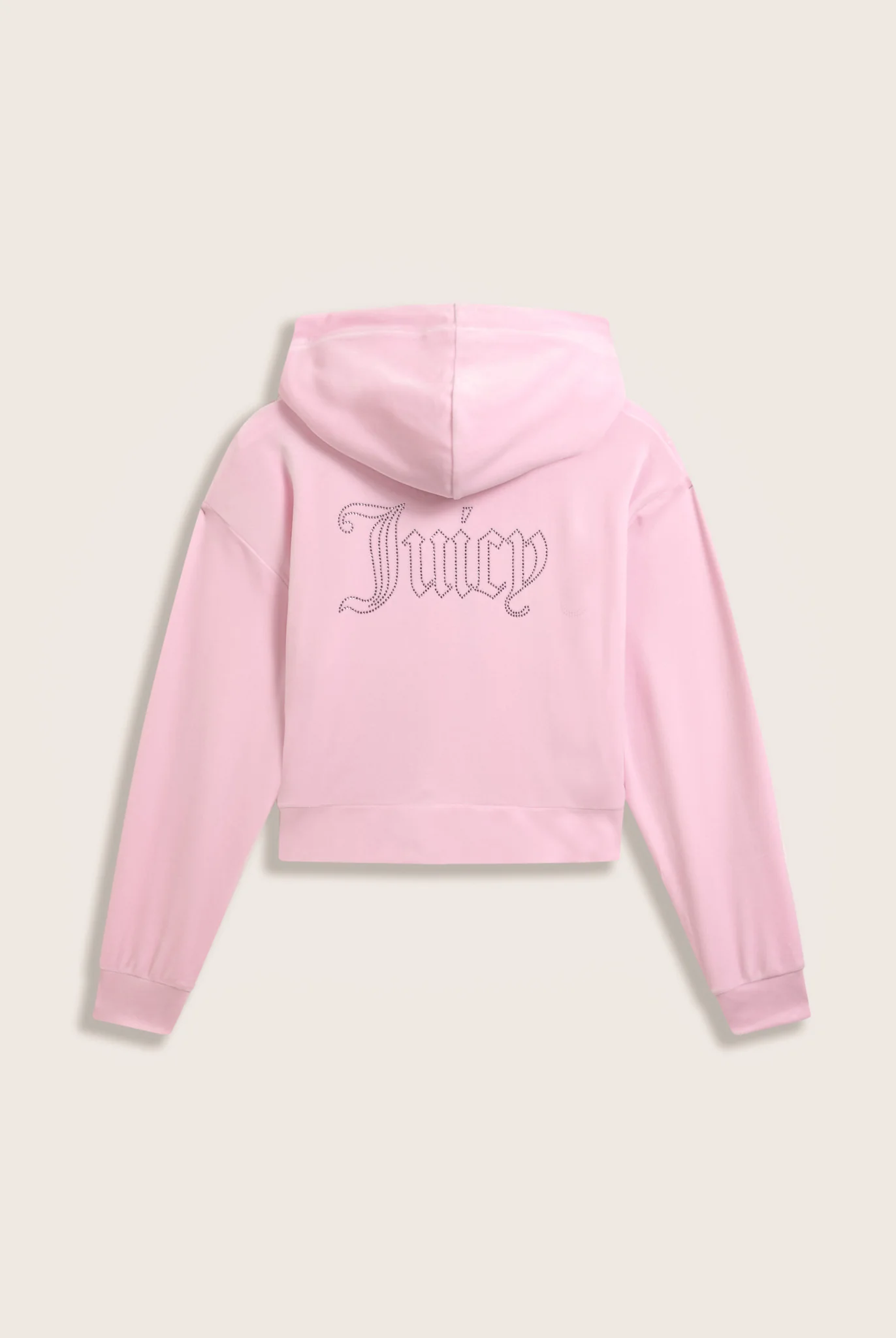 CHERRY BLOSSOM OUTLINE DIAMANTÉ OVERSIZED CROPPED VELOUR HOODIE - Image 8