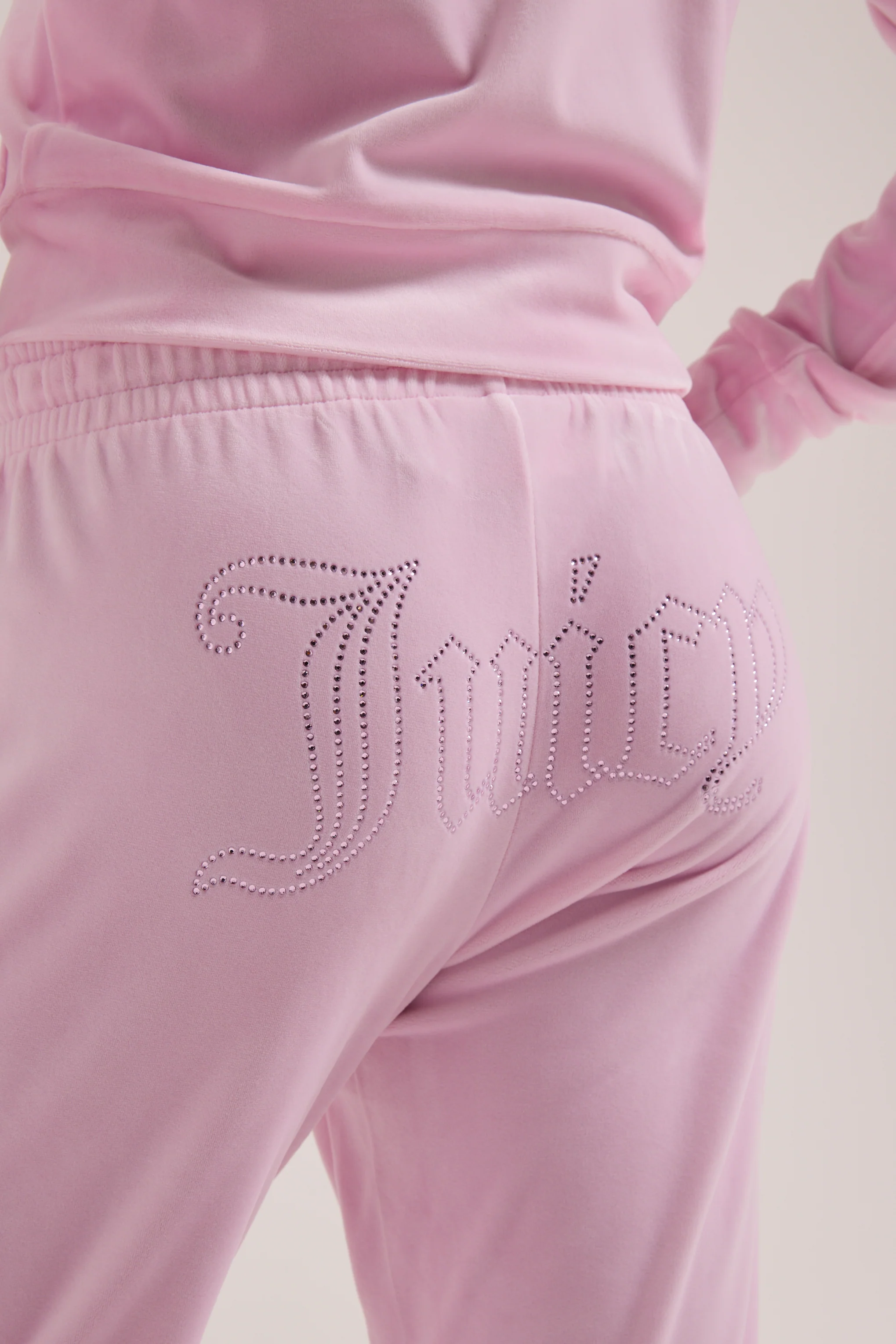 CHERRY BLOSSOM VELOUR OUTLINE DIAMANTÉ TRACKSUIT BOTTOM - Image 4