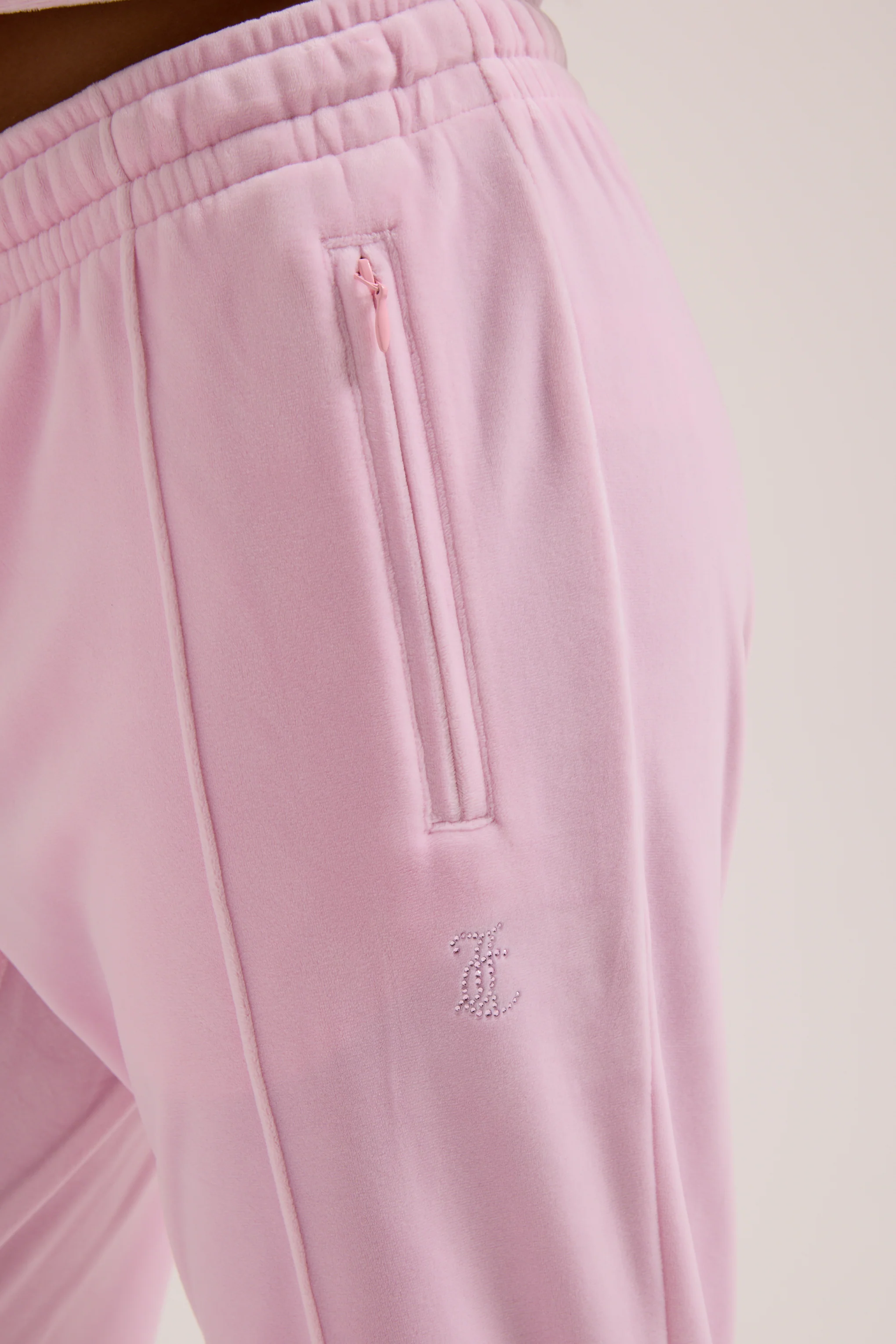 CHERRY BLOSSOM VELOUR OUTLINE DIAMANTÉ TRACKSUIT BOTTOM - Image 6