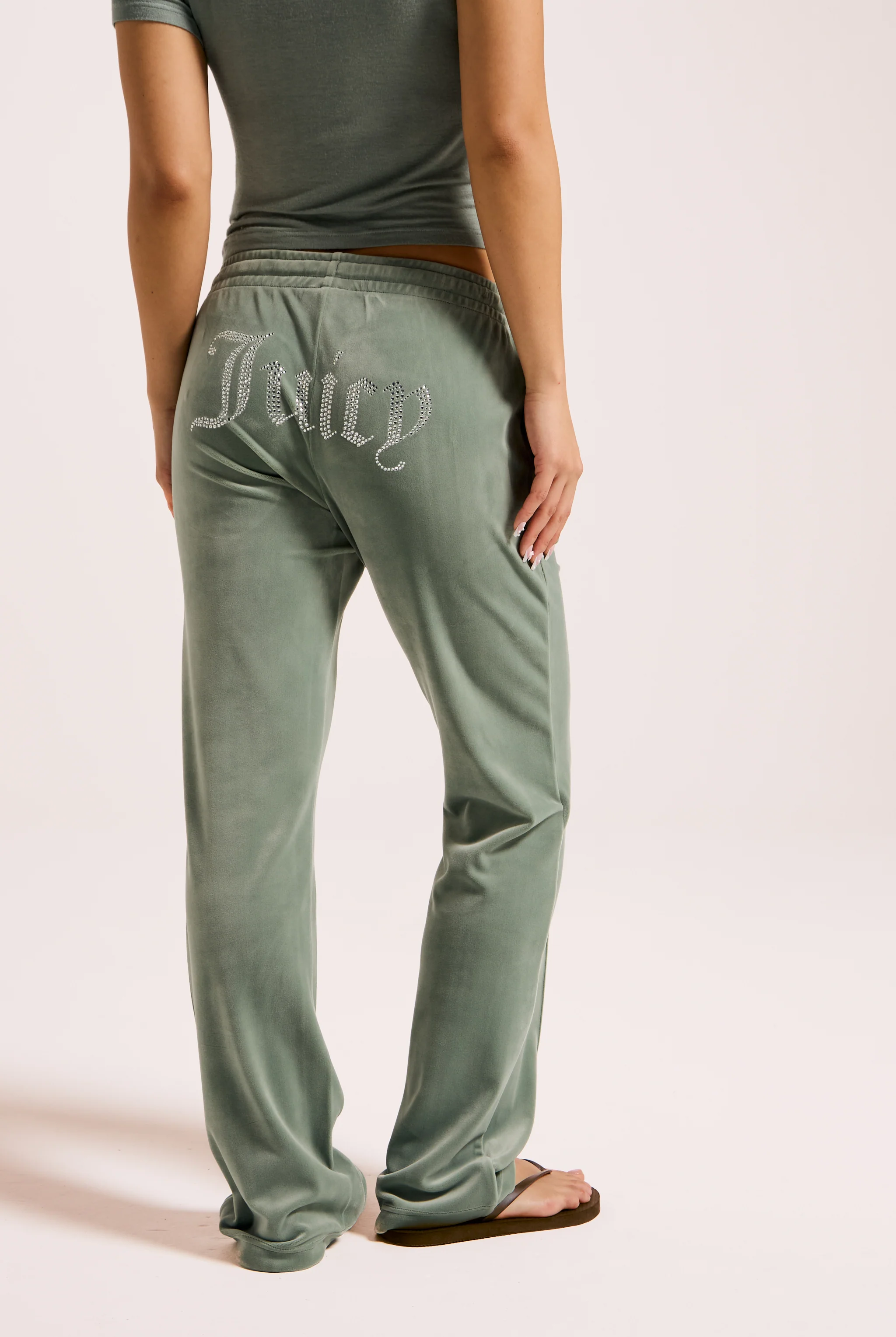 CHINOIS GREEN VELOUR DIAMANTÉ TRACKSUIT BOTTOM - Image 8