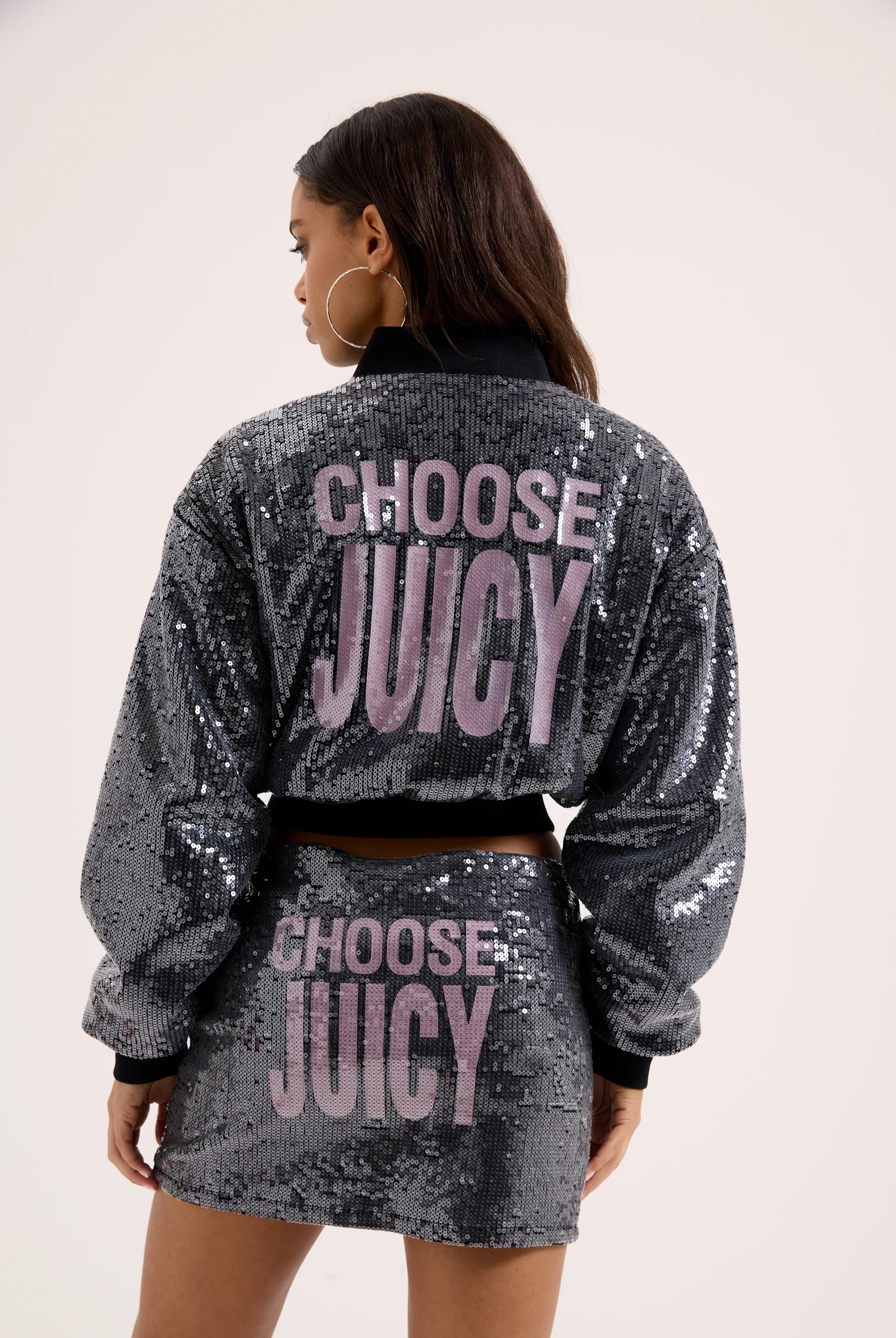 CHOOSE JUICY SEQUIN CROPPED BOMBER - Image 6