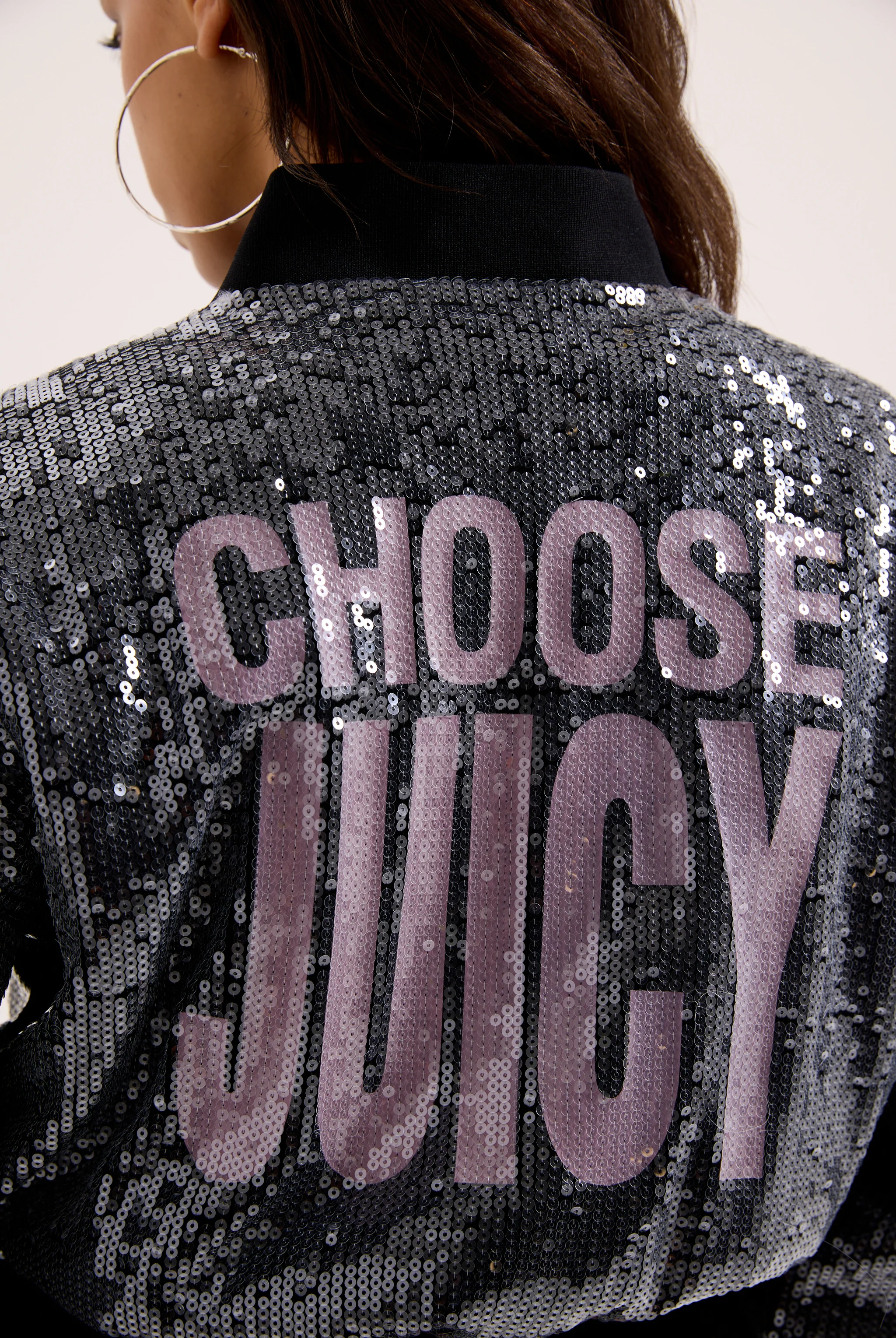 CHOOSE JUICY SEQUIN CROPPED BOMBER - Image 8