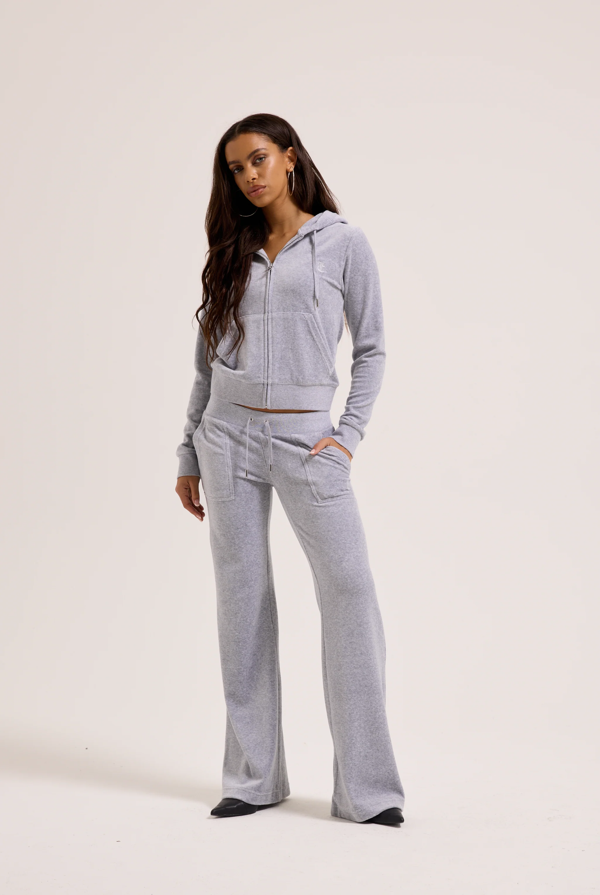 SILVER MARL COTTON VELOUR ROBERTSON HOODIE - Image 5