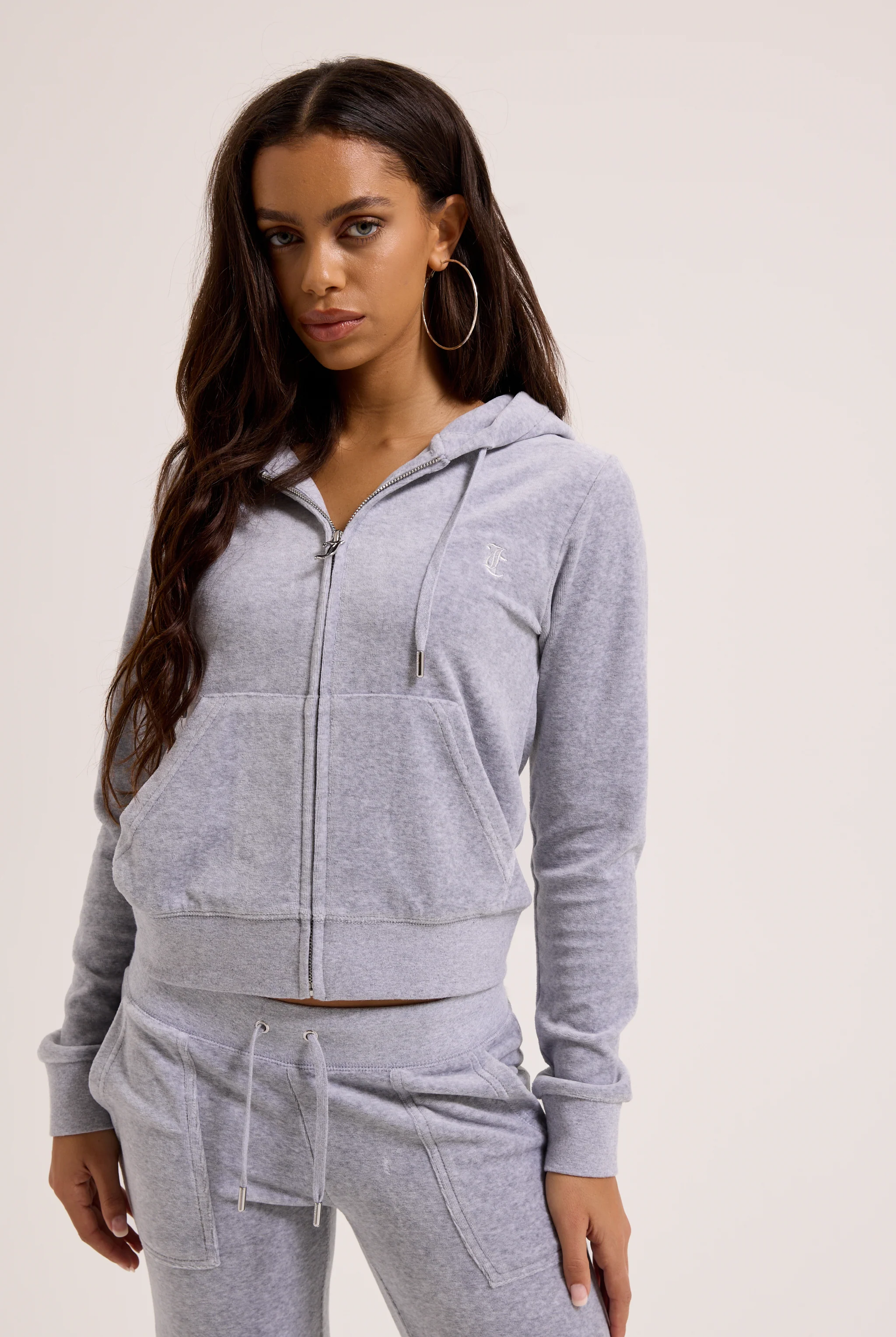 SILVER MARL COTTON VELOUR ROBERTSON HOODIE - Image 6