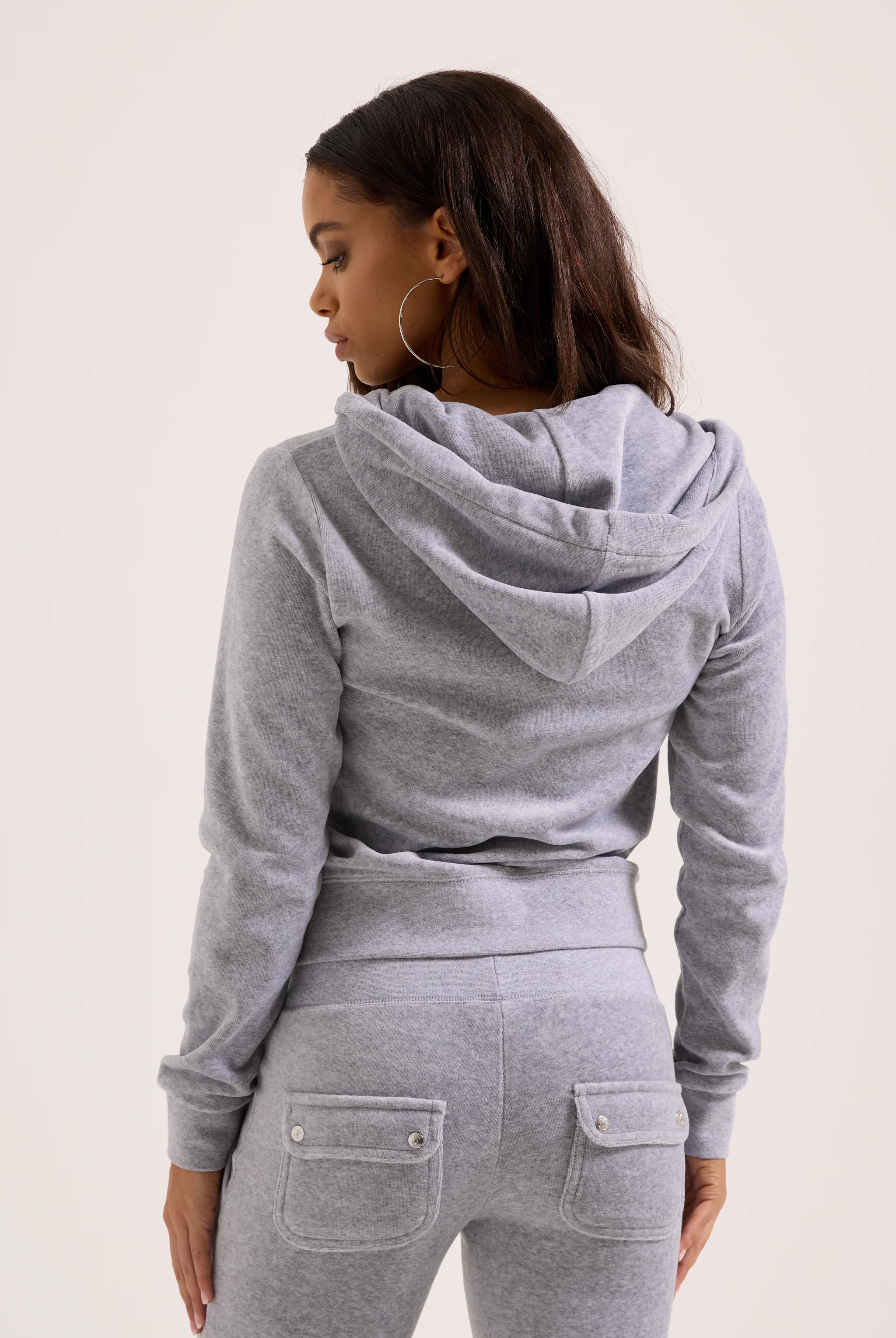 SILVER MARL COTTON VELOUR ROBERTSON HOODIE - Image 7