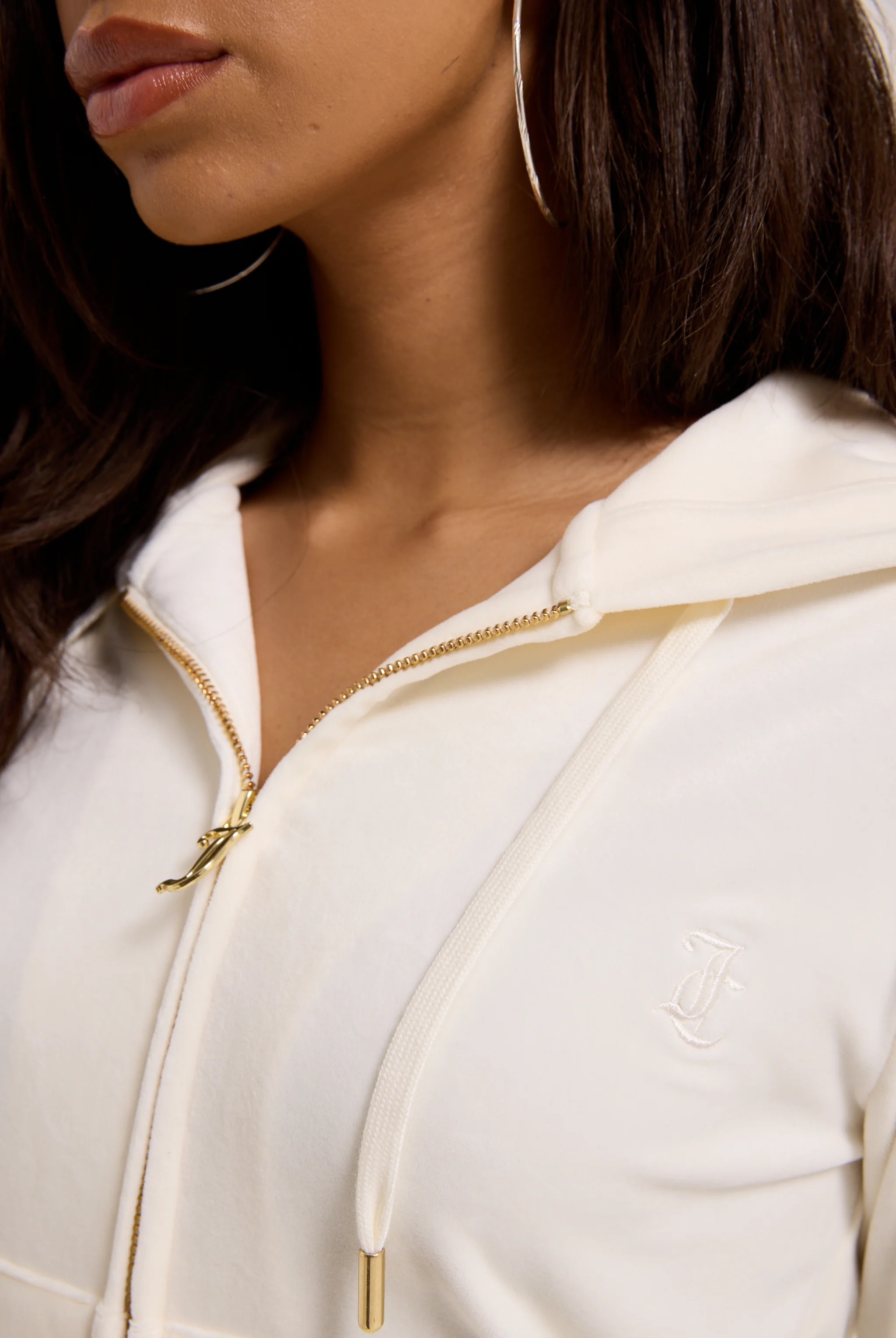 CREAM / GOLD CLASSIC VELOUR ROBERTSON HOODIE - Image 3