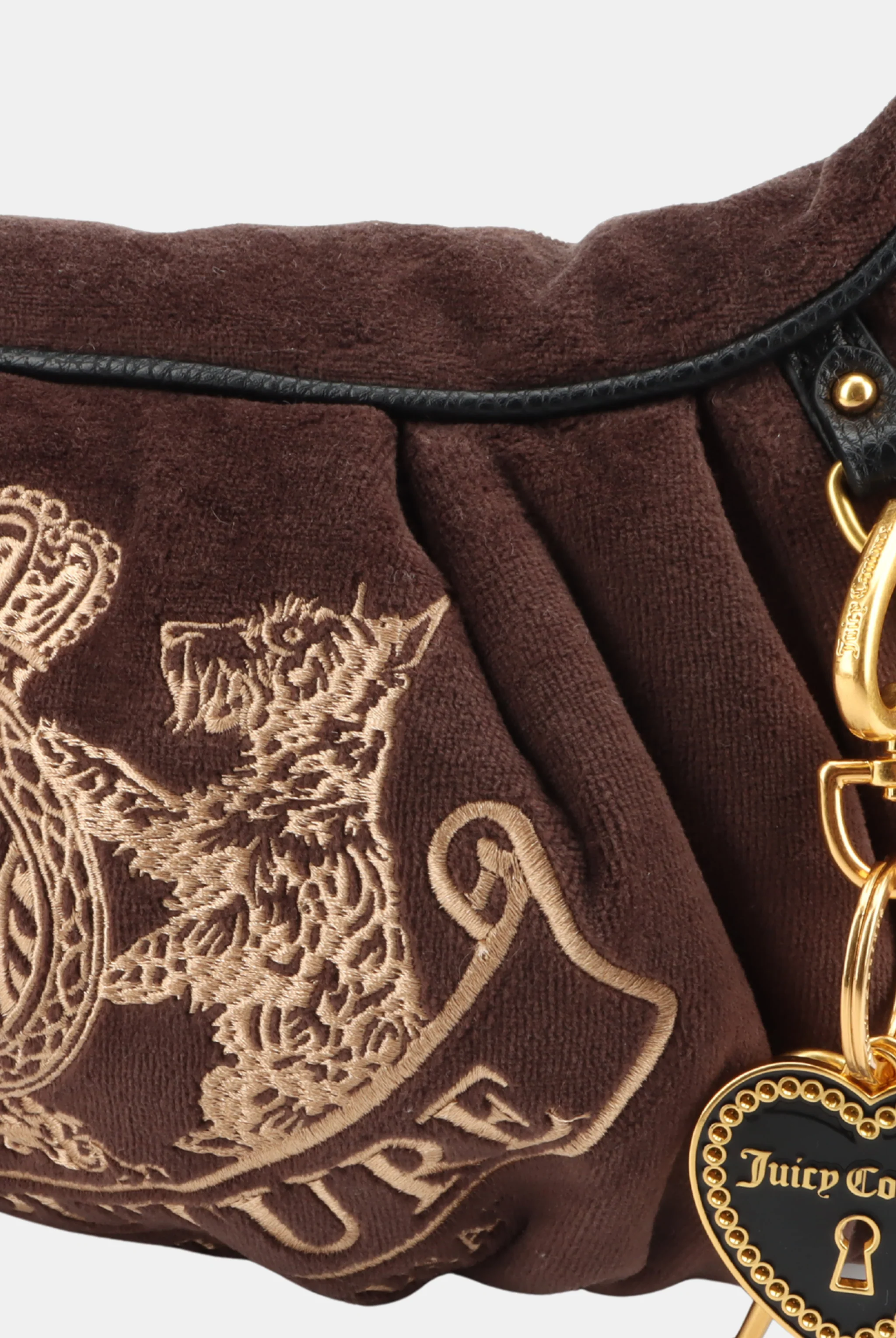 CHOCOLATE CREST VELOUR HOBO BAG - Image 5