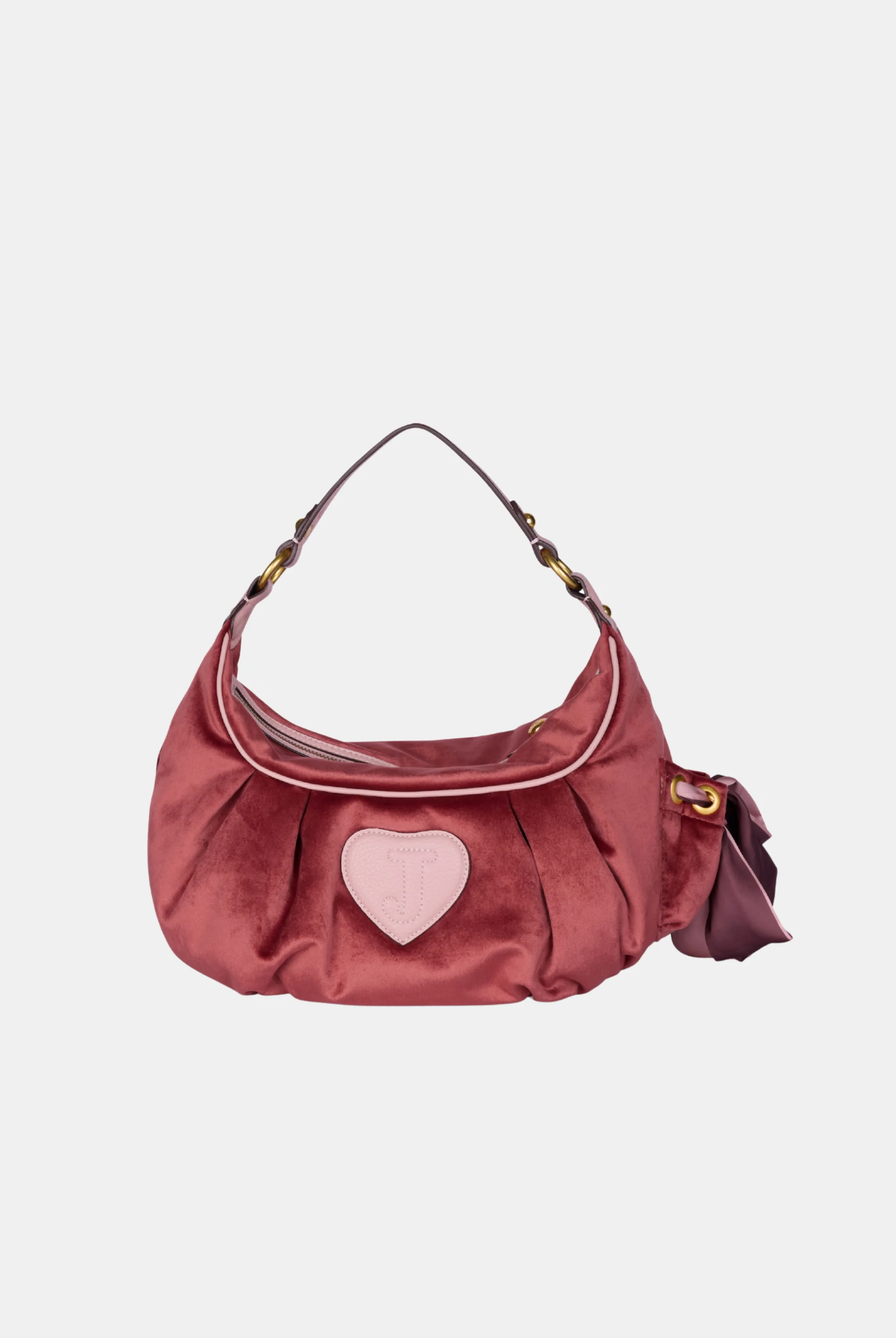 DARK RED CREST VELOUR HOBO BAG - Image 3