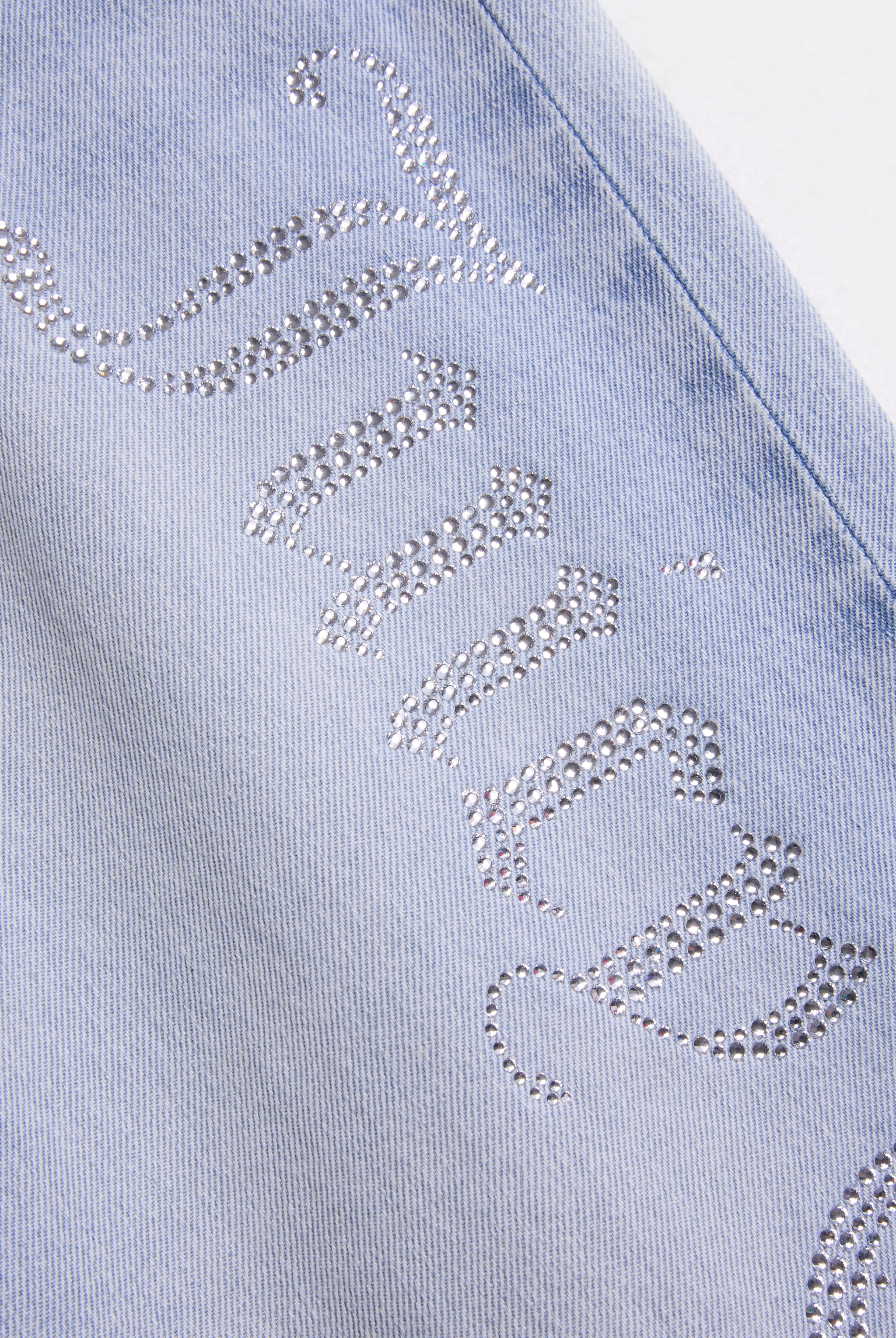 LIGHT WASH DIAMANTÉ WIDE LEG JEANS - Image 9