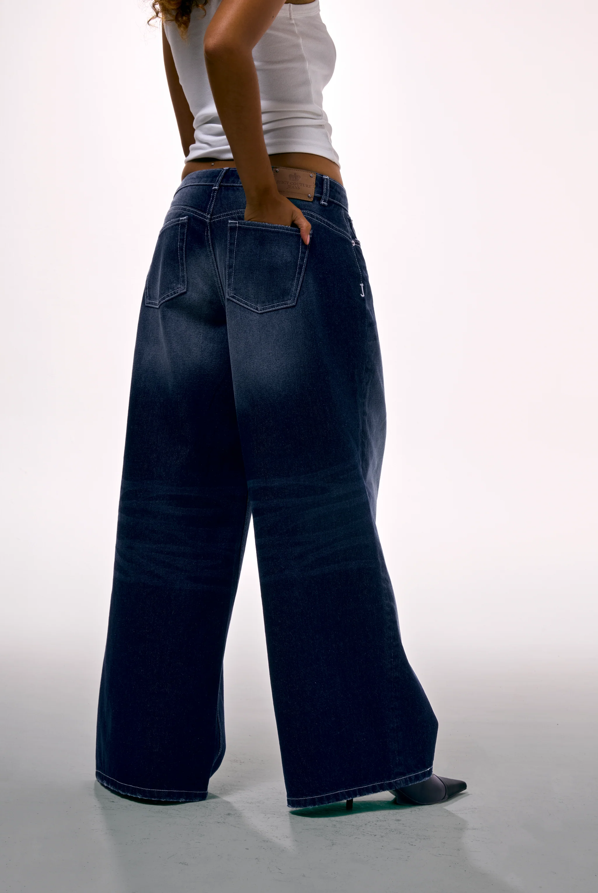 MID WASH DIAMANTÉ WIDE LEG JEANS - Image 12