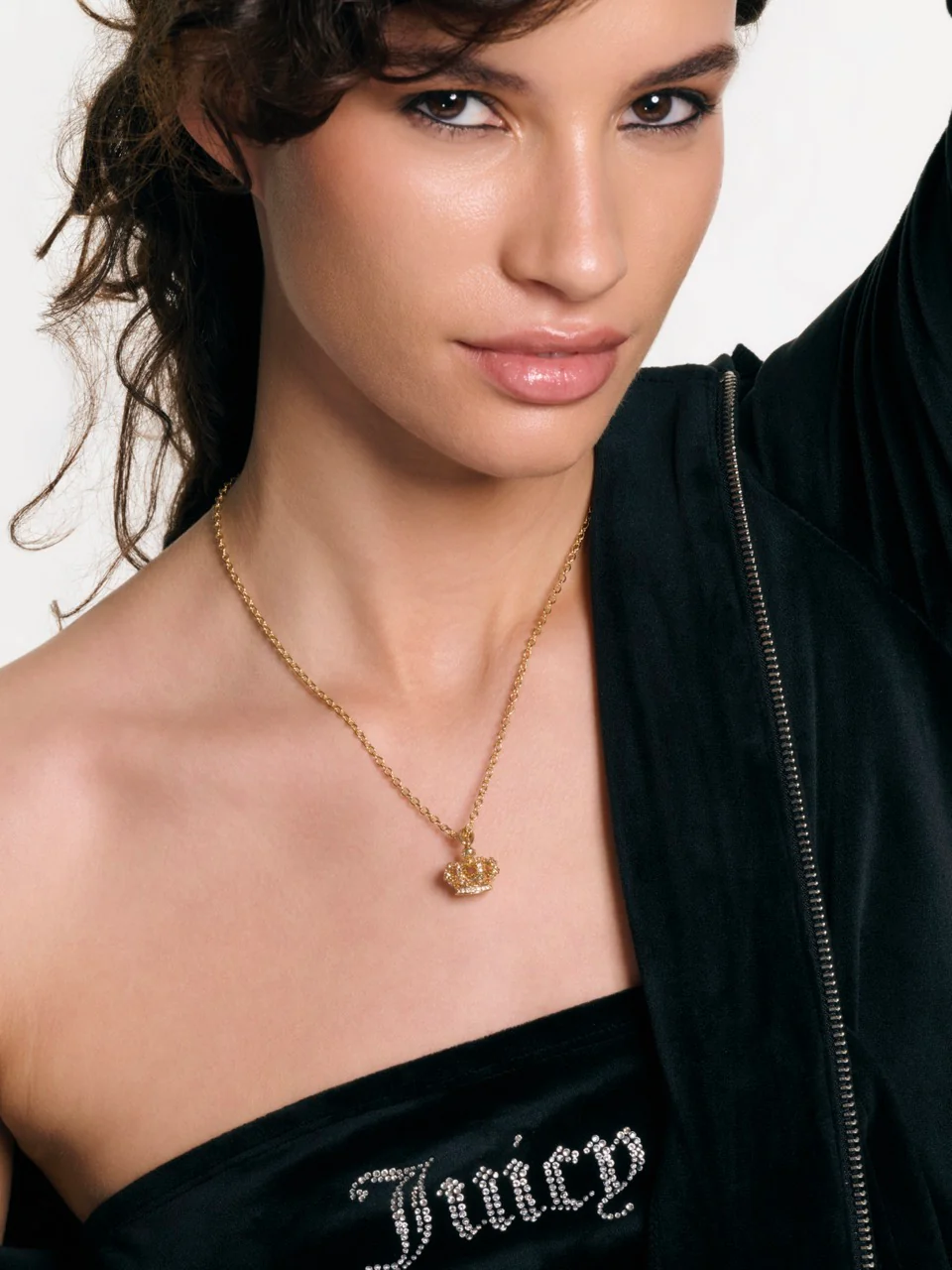 GOLD TONE CRYSTAL HERITAGE CROWN PENDANT - Image 4
