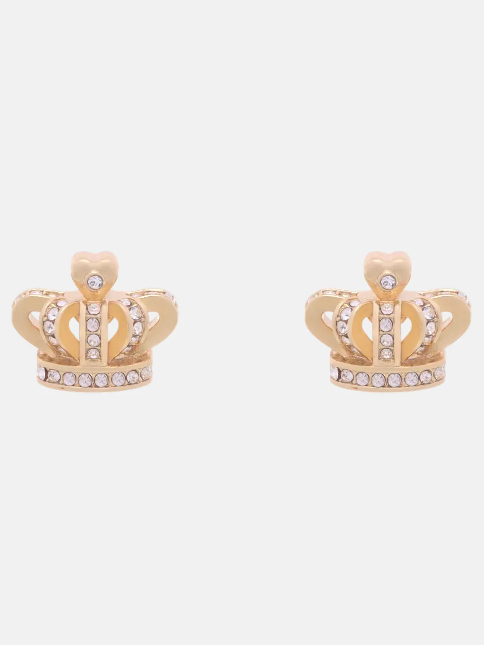 GOLD TONE CRYSTAL ICON STUD EARRING - Image 5
