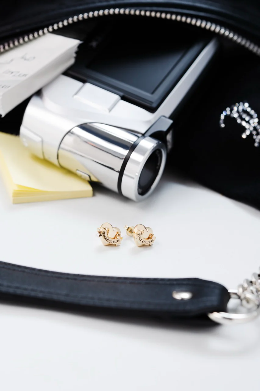GOLD TONE ICON HEART STUD EARRINGS - Image 7