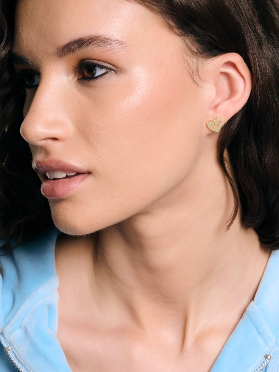 GOLD TONE JUICY COUTURE HEART STUD EARRING - Image 4