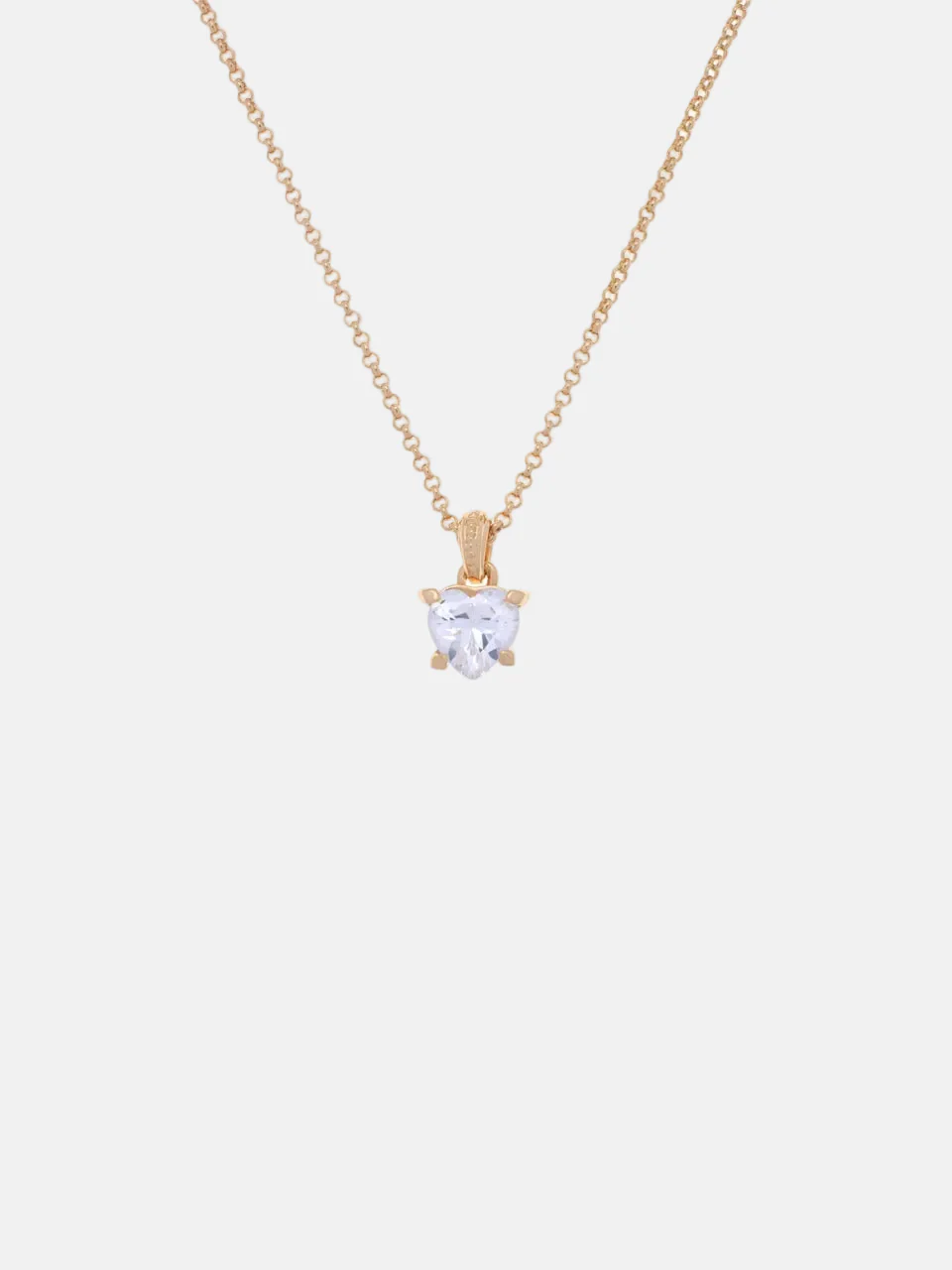 GOLD TONE SOLITAIRE CRYSTAL HEART PENDANT - Image 3