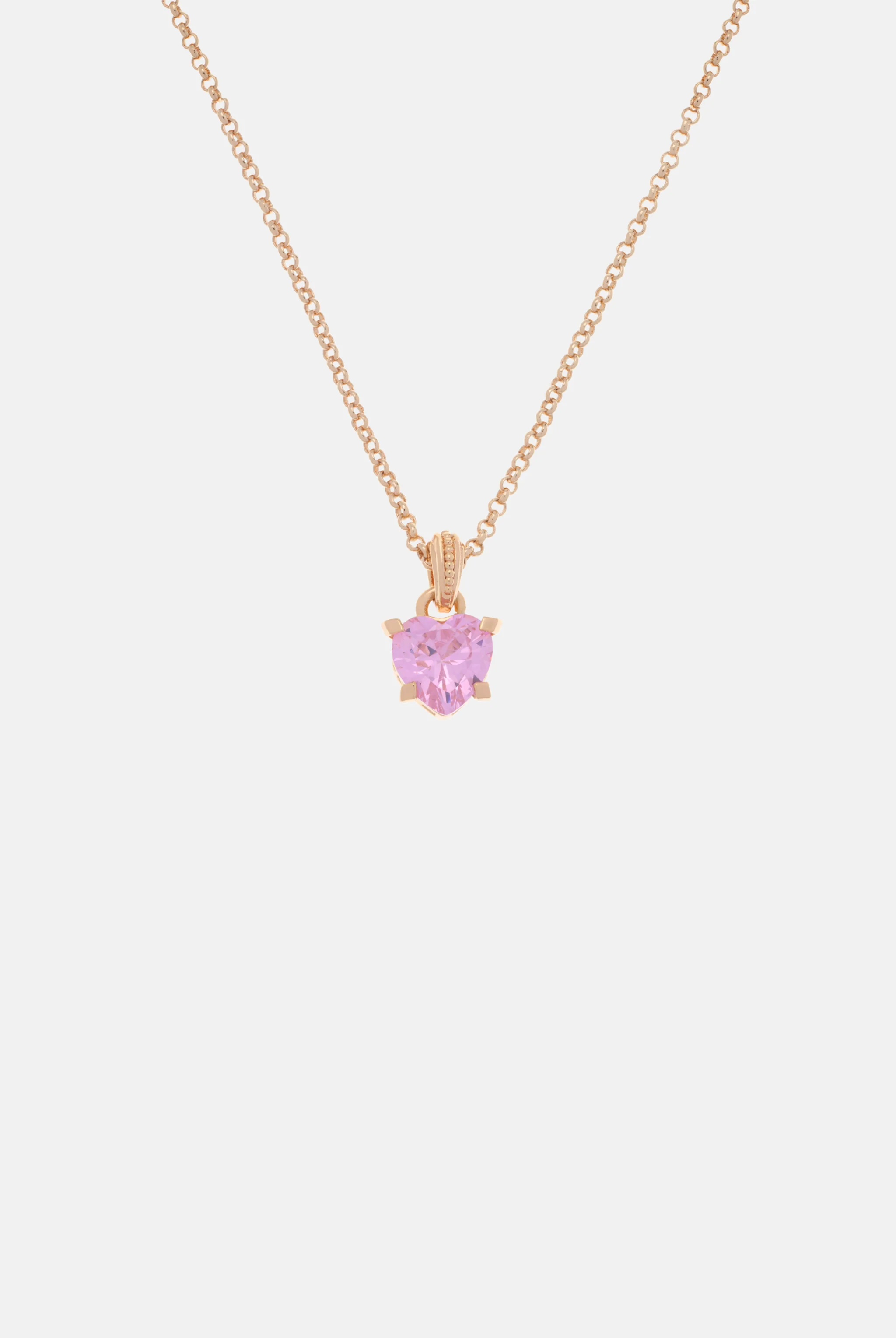 GOLD TONE SOLITAIRE CRYSTAL HEART PENDANT - Image 3