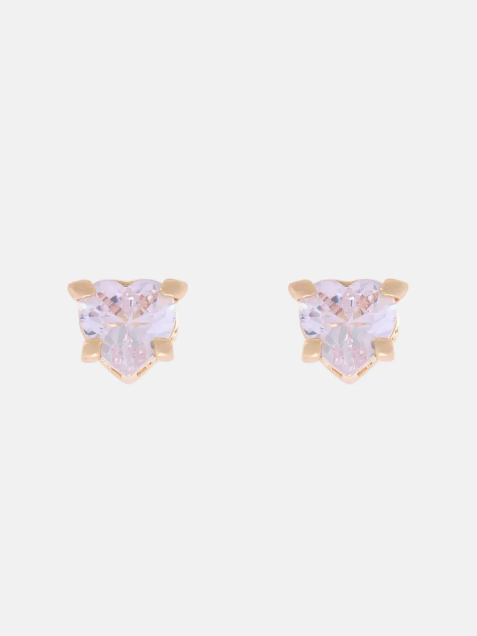 GOLD TONE SOLITAIRE CRYSTAL HEART STUD EARRINGS - Image 5
