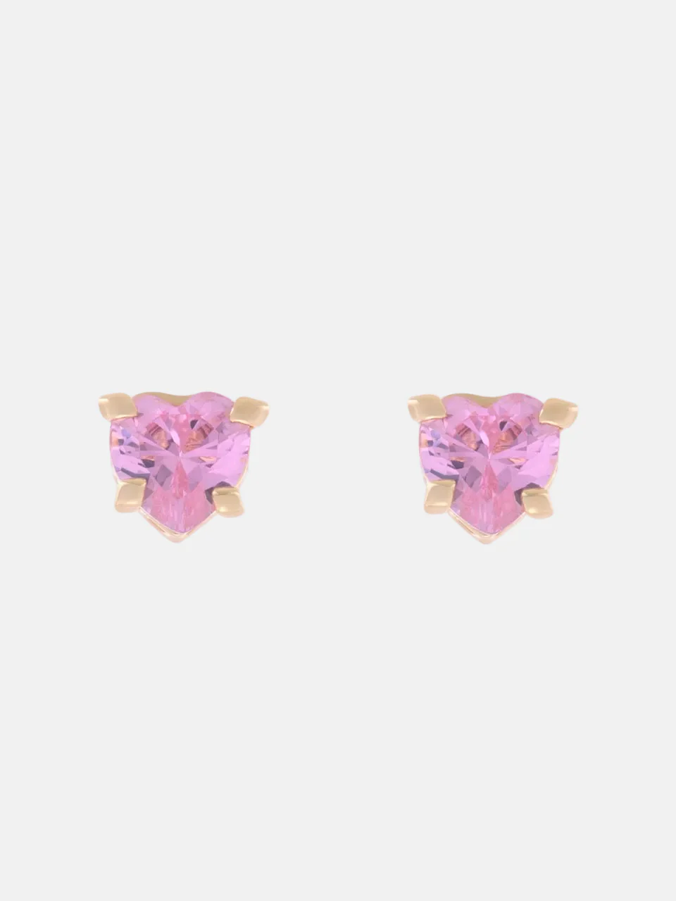 GOLD TONE SOLITAIRE CRYSTAL HEART STUD EARRINGS - Image 5
