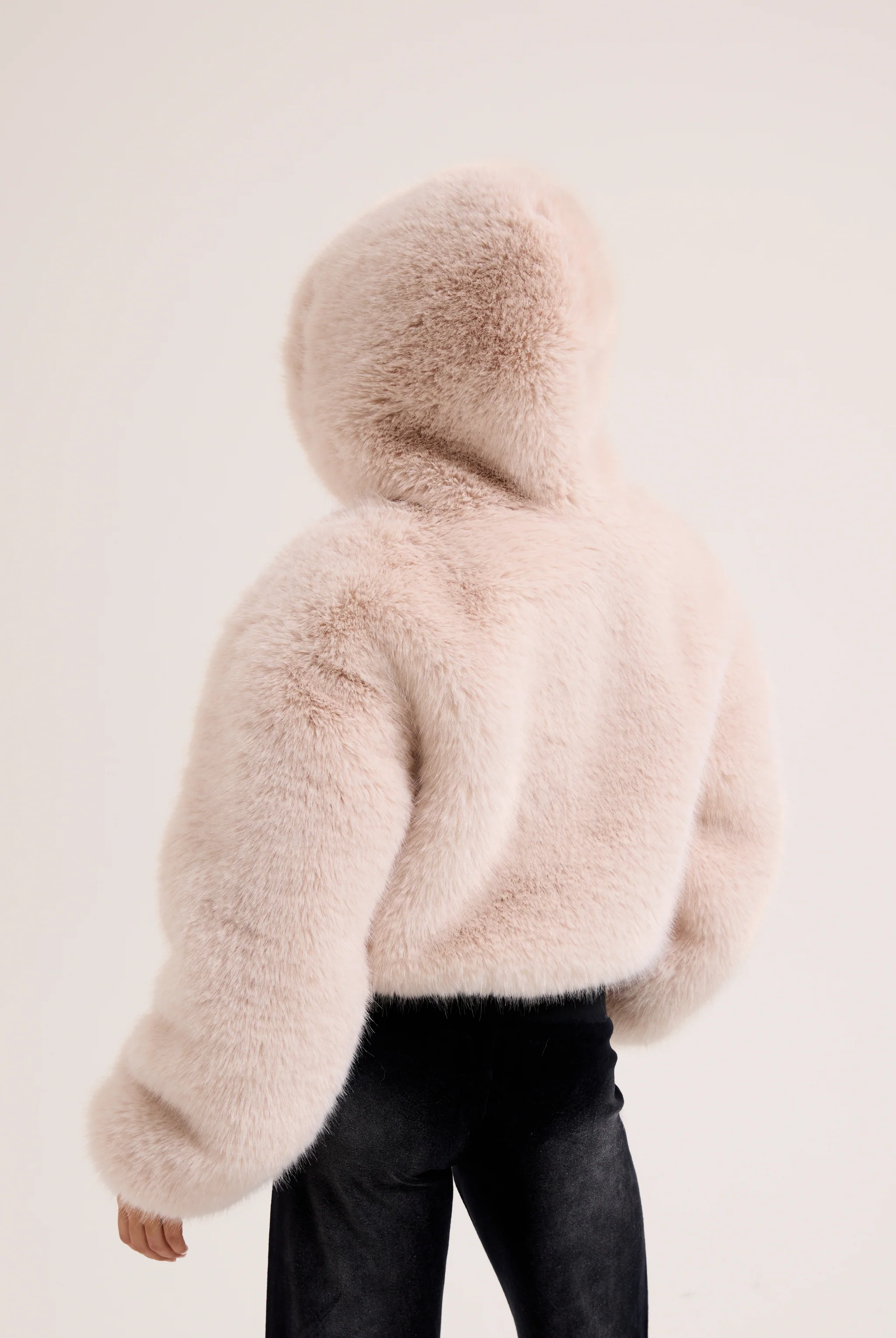 CREAM HOODED FAUX FUR JACKET - Image 13