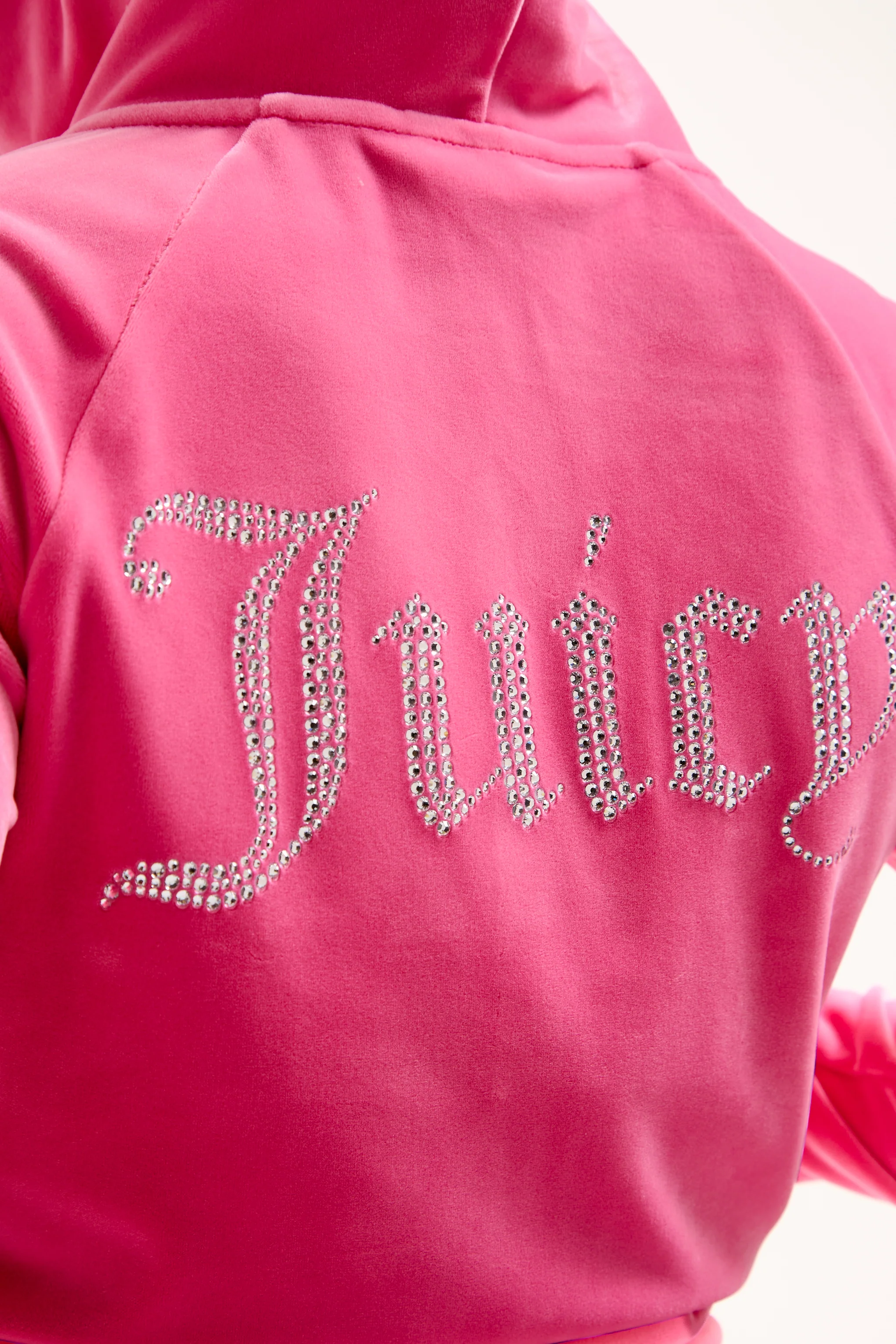 HOT PINK DIAMANTÉ VELOUR ZIP-THROUGH HOODIE - Image 12