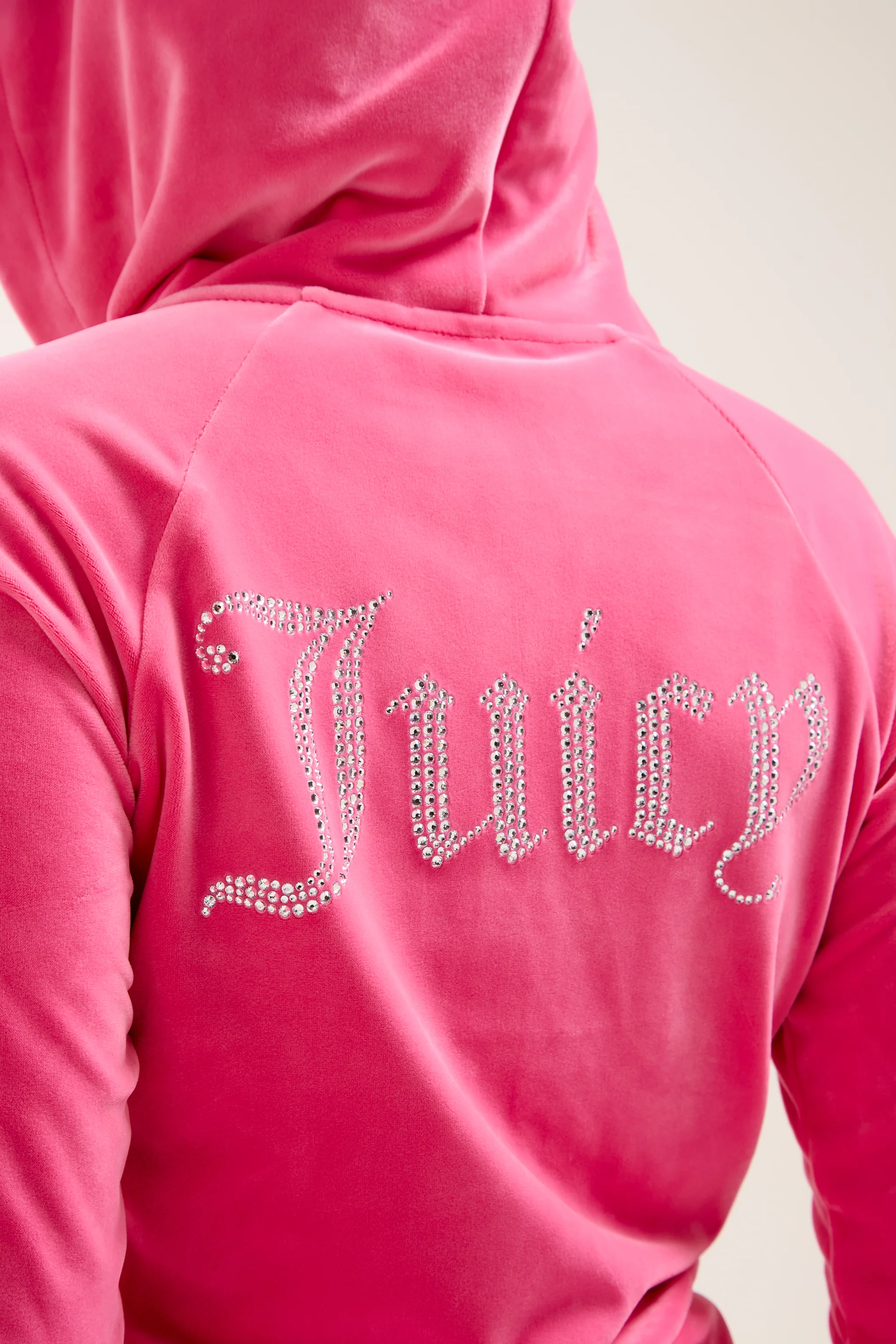 HOT PINK DIAMANTÉ VELOUR ZIP-THROUGH HOODIE - Image 14