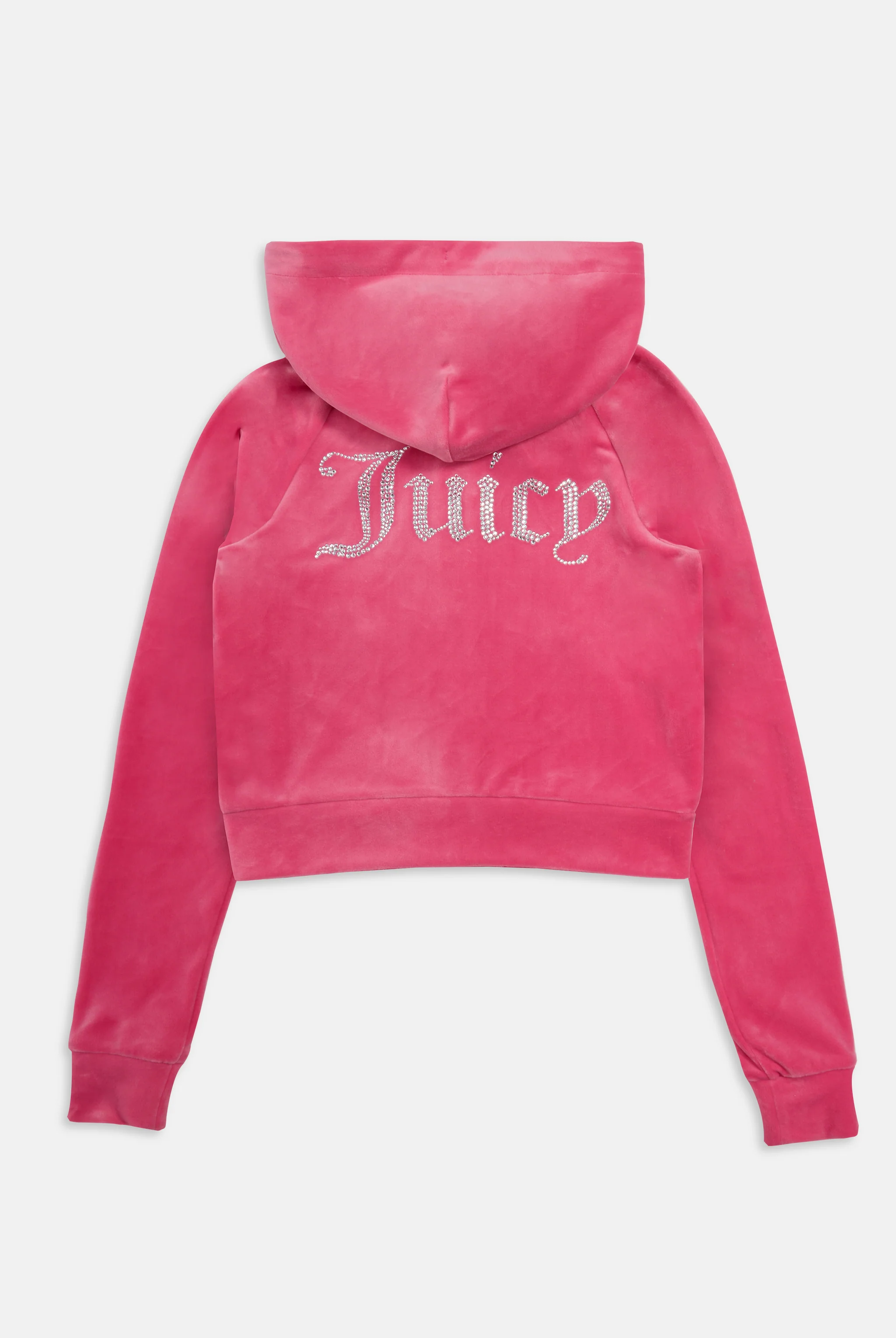 HOT PINK DIAMANTÉ VELOUR ZIP-THROUGH HOODIE - Image 4