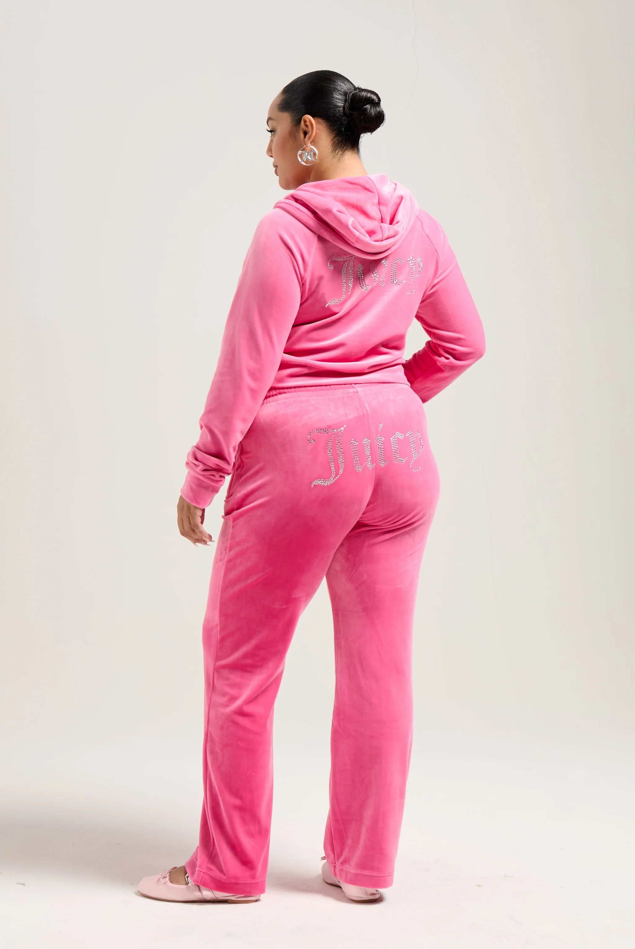 HOT PINK DIAMANTÉ VELOUR ZIP-THROUGH HOODIE - Image 9