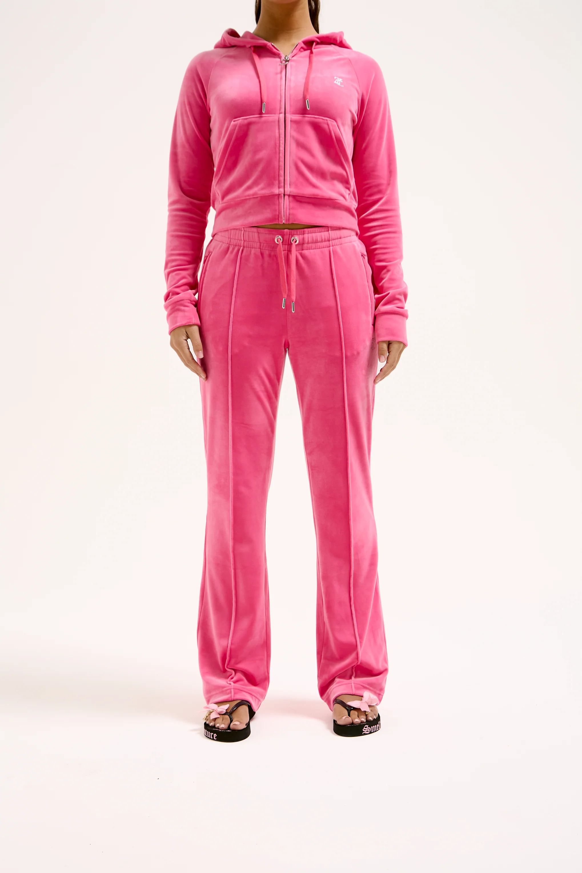 HOT PINK VELOUR DIAMANTÉ TRACKSUIT BOTTOM - Image 11